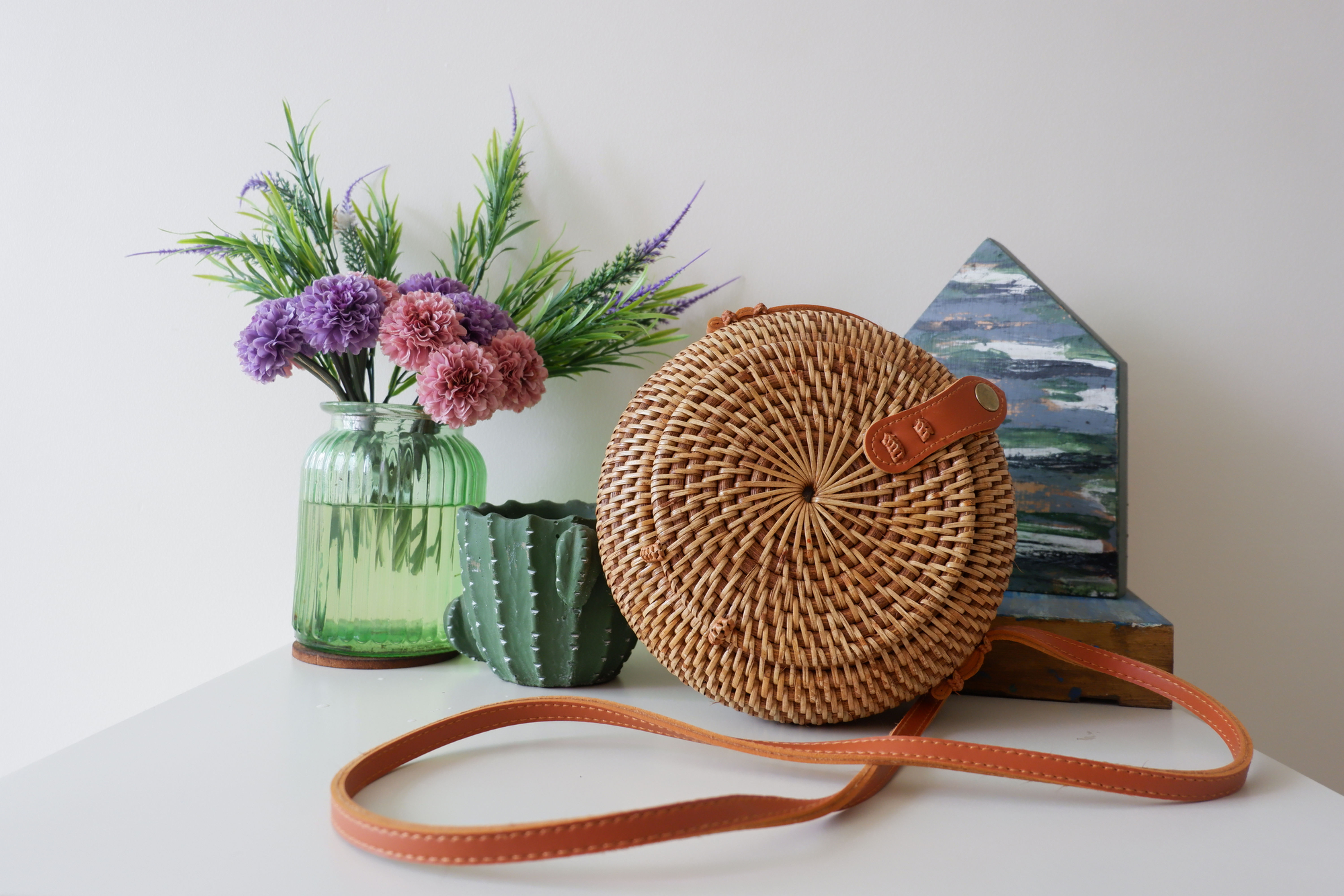 Lena - Pot Shaped Rattan Bag