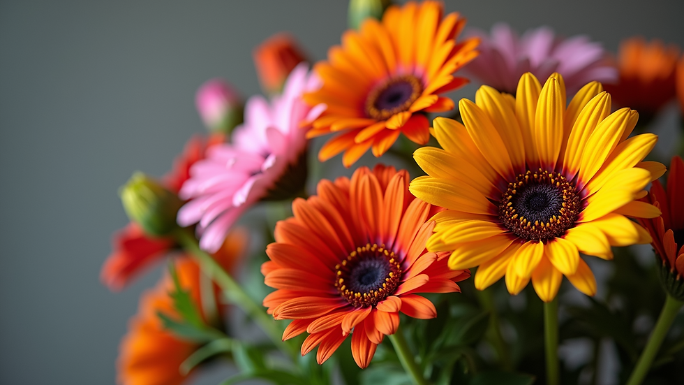 Close-up view of vibrant bouquet illustrating the rich language of flowers