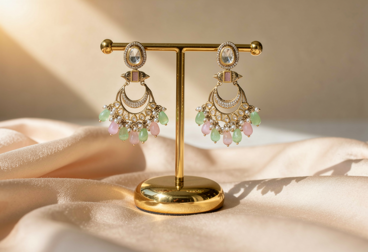 Pista Bahaar Kundan Chandbali Kundan