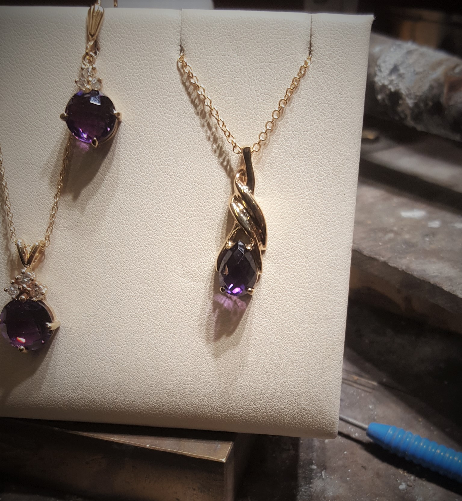 Checkerboard Pear Cut Amethyst