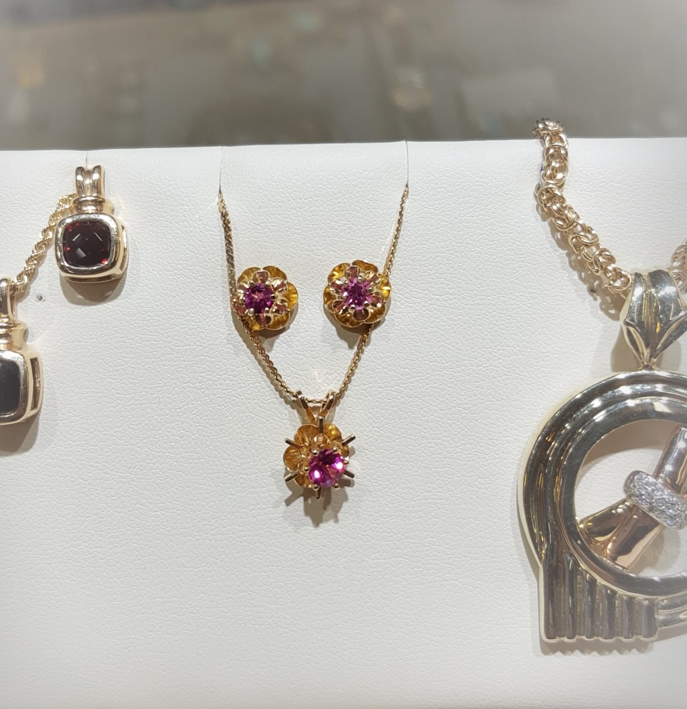 Pink Sapphire Pendant Earrings Set