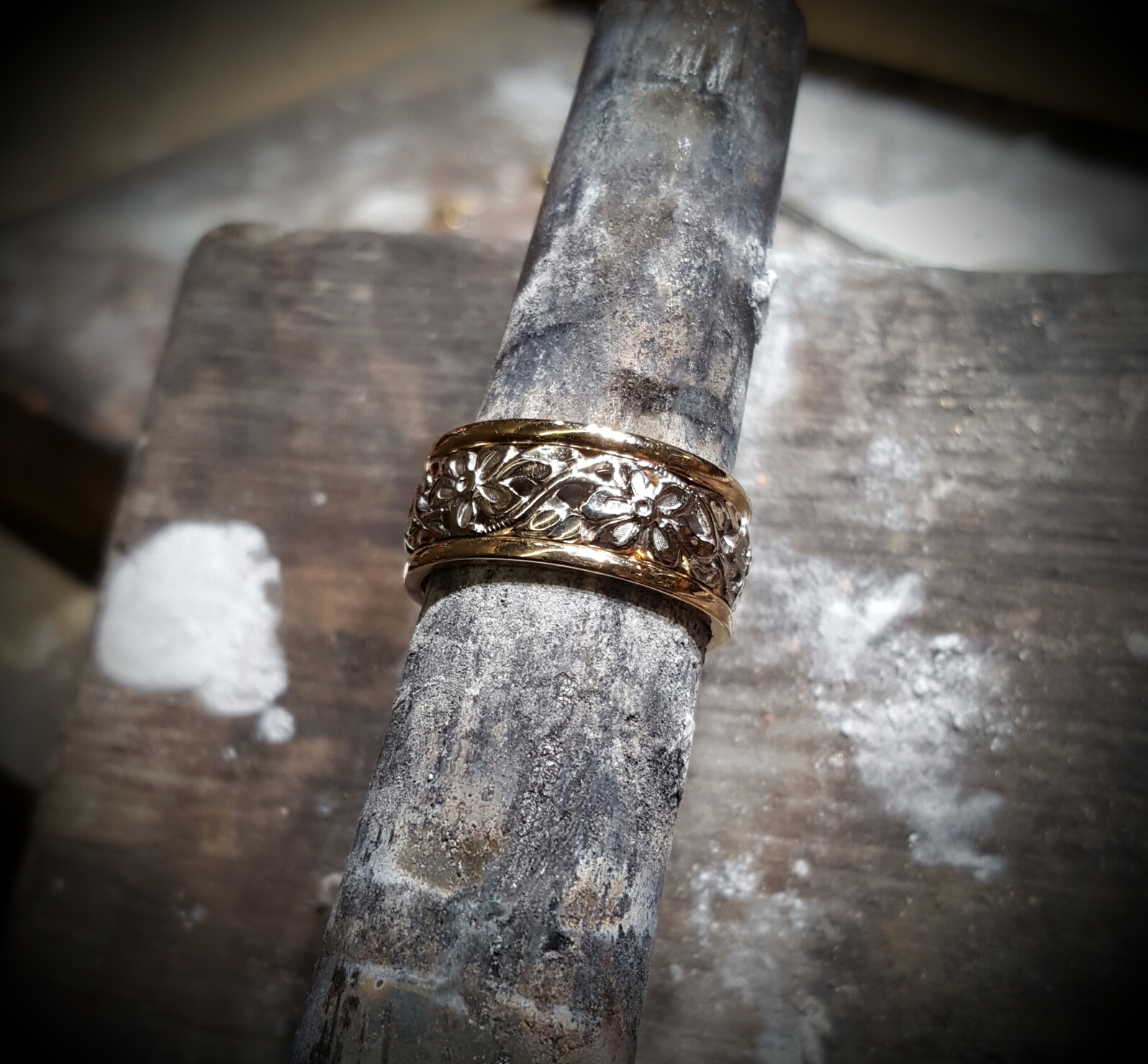 Floral White & Yellow 14kt Gold
