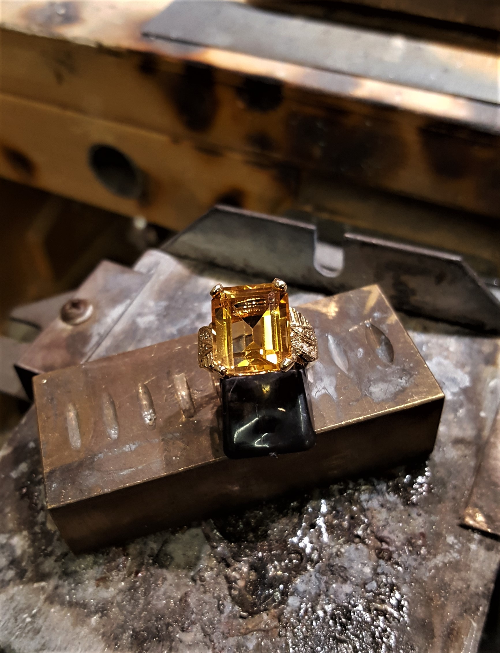 14x12mm Citrine .16ctw Diamonds