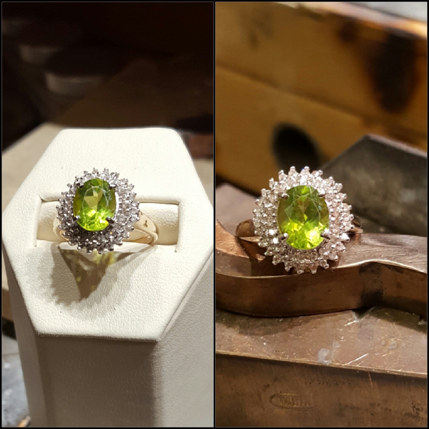 Peridot .50ctw Diamond Halo