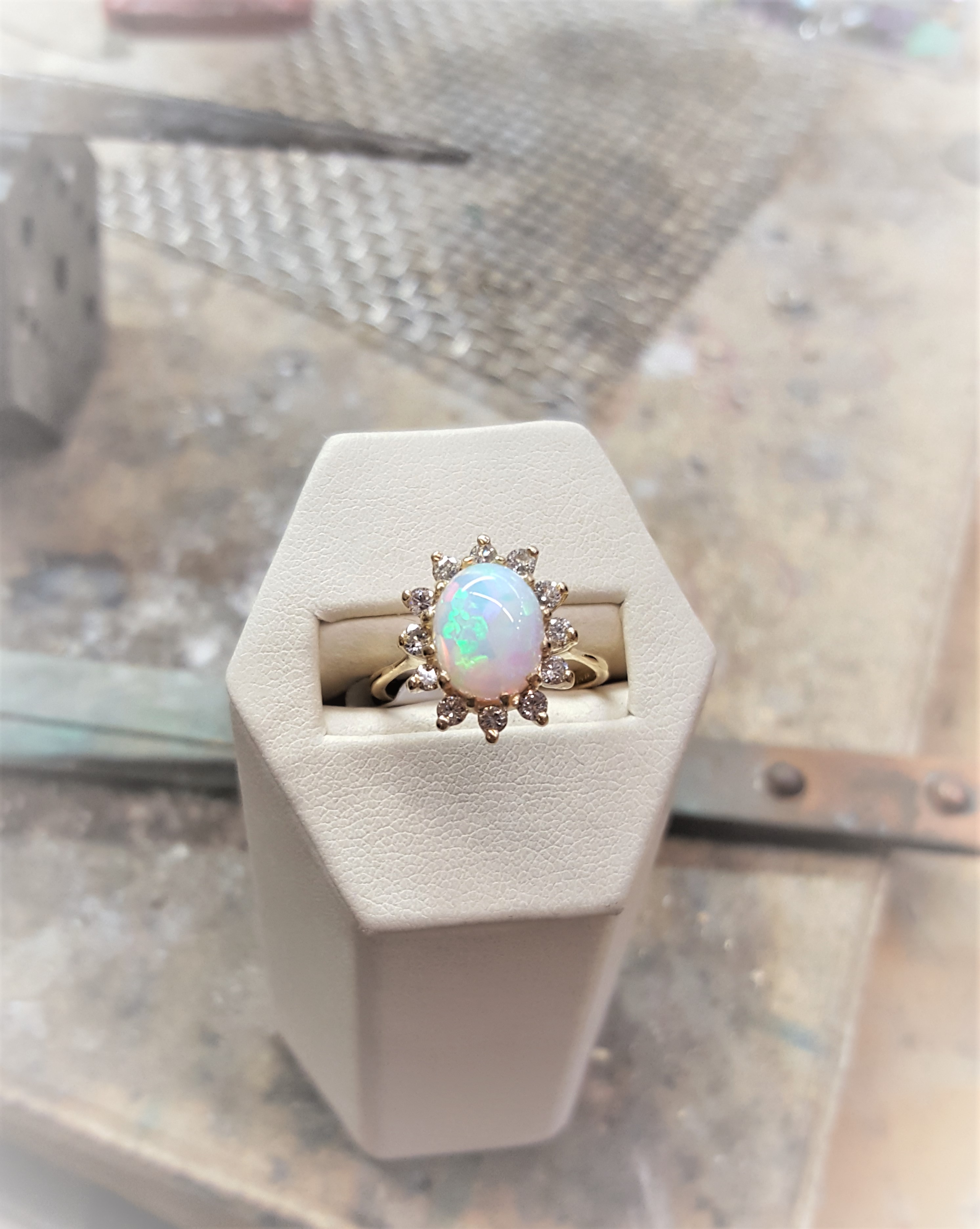 Opal with Diamond Halo