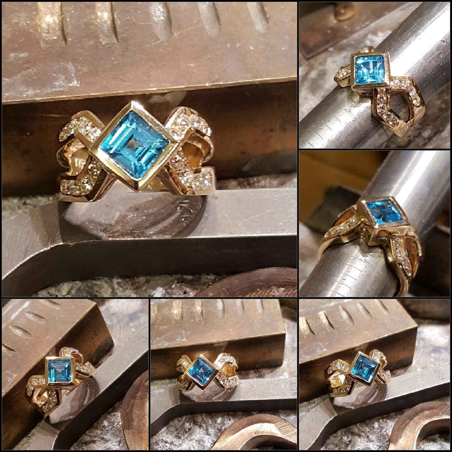 Blue Topax with .75ctw Diamonds