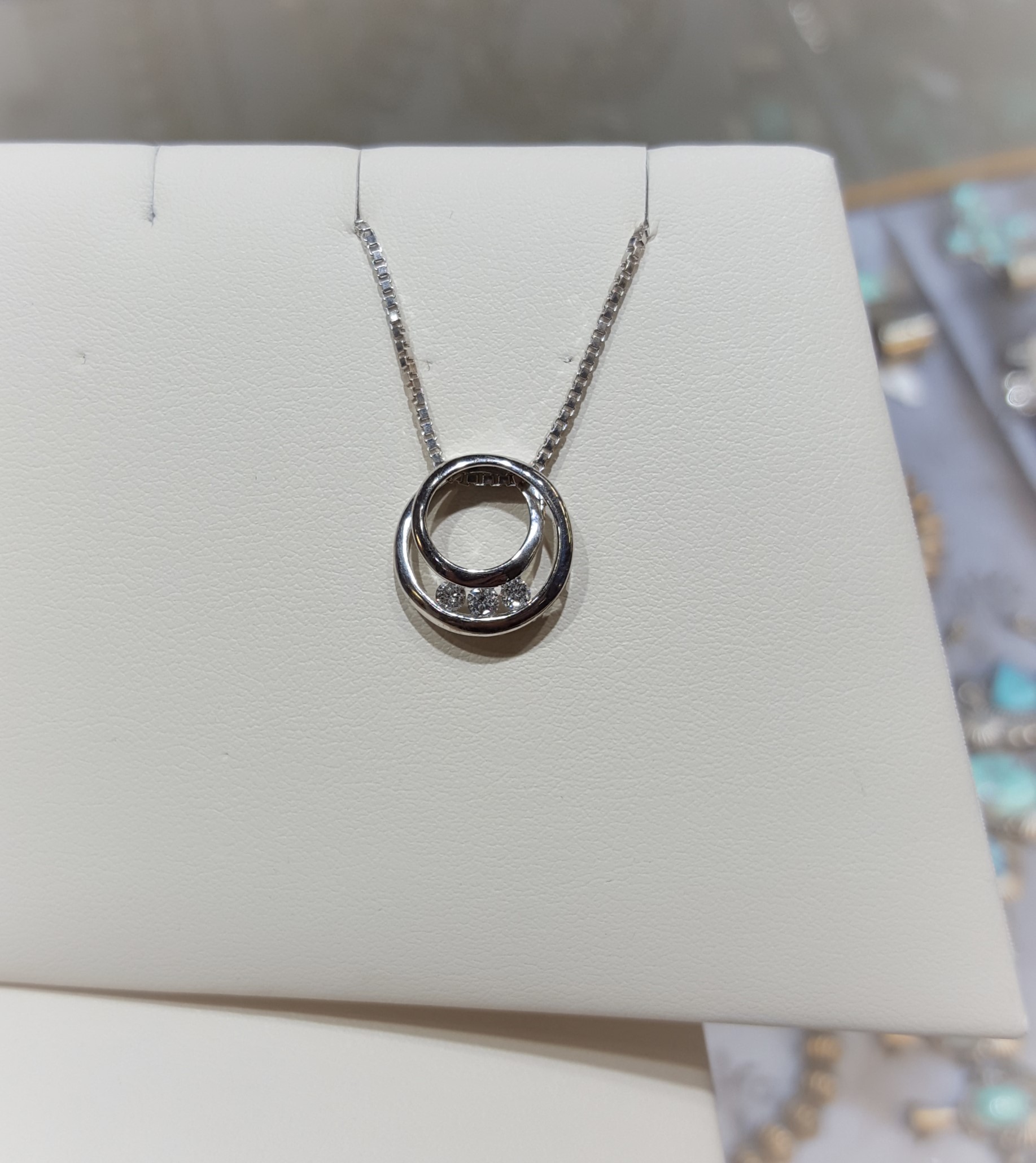 Circle Pendant with Diamonds