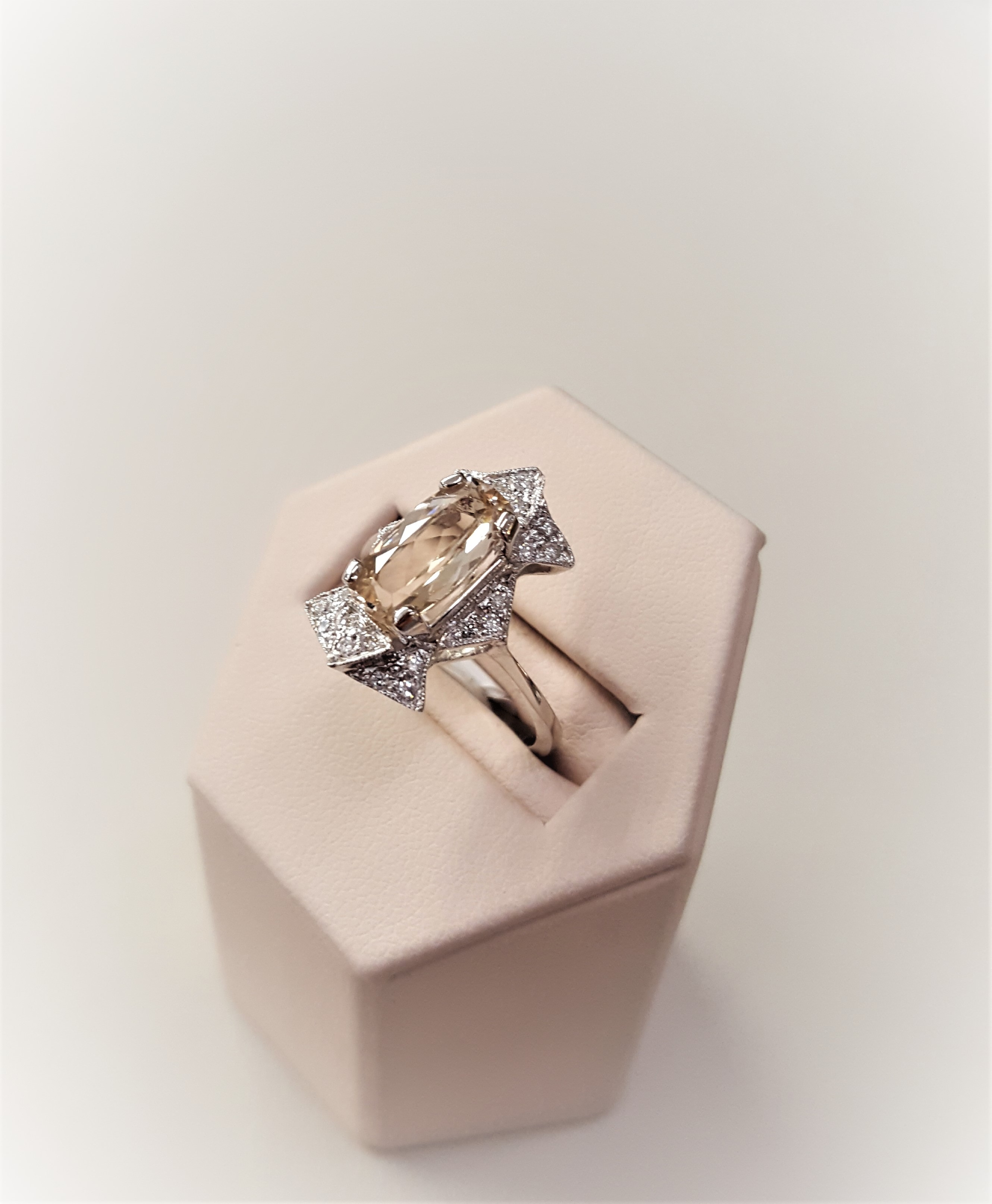 2.10ct Yellow Beryl .33ctw Diamonds