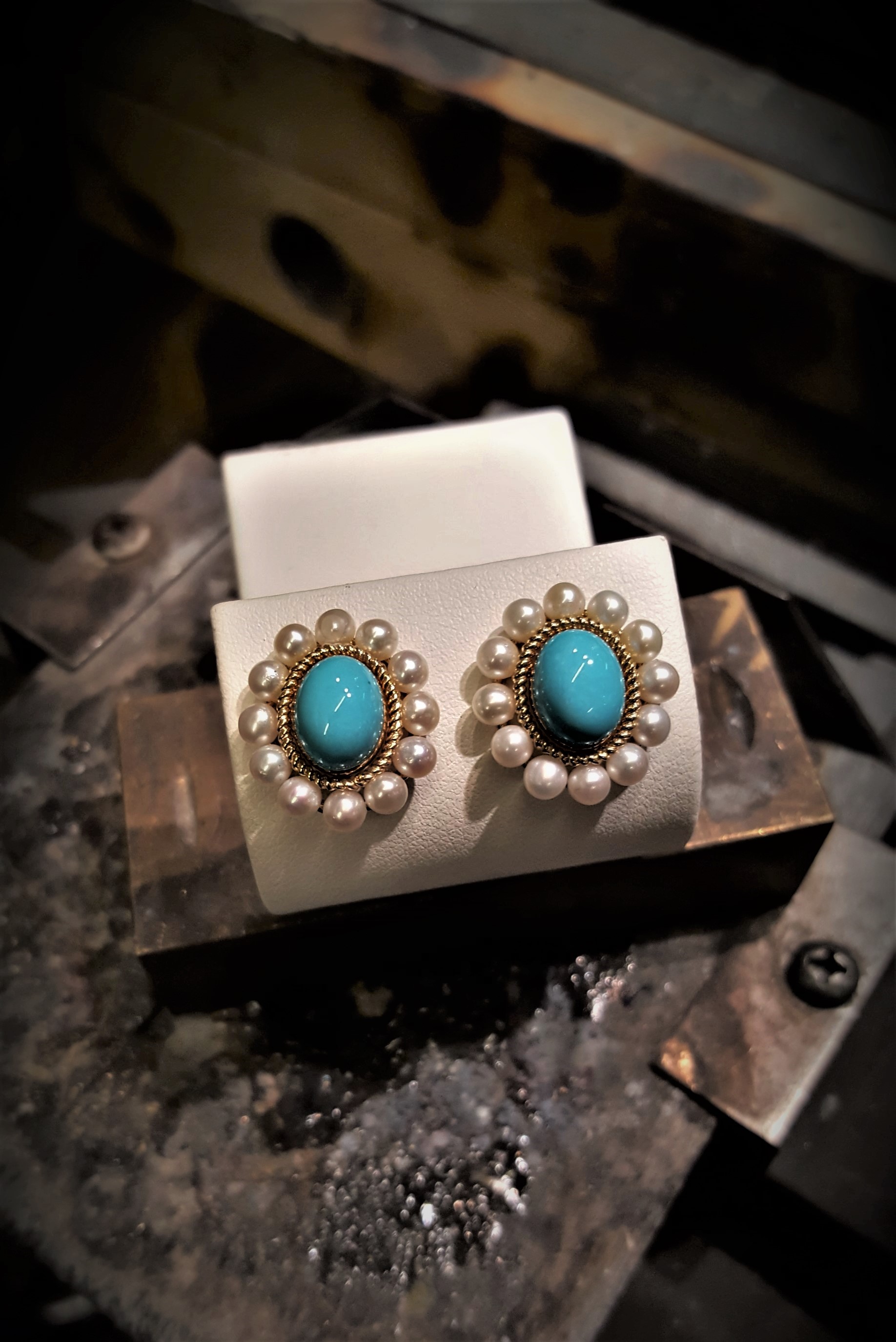 Turquoise & Pearl Earrings