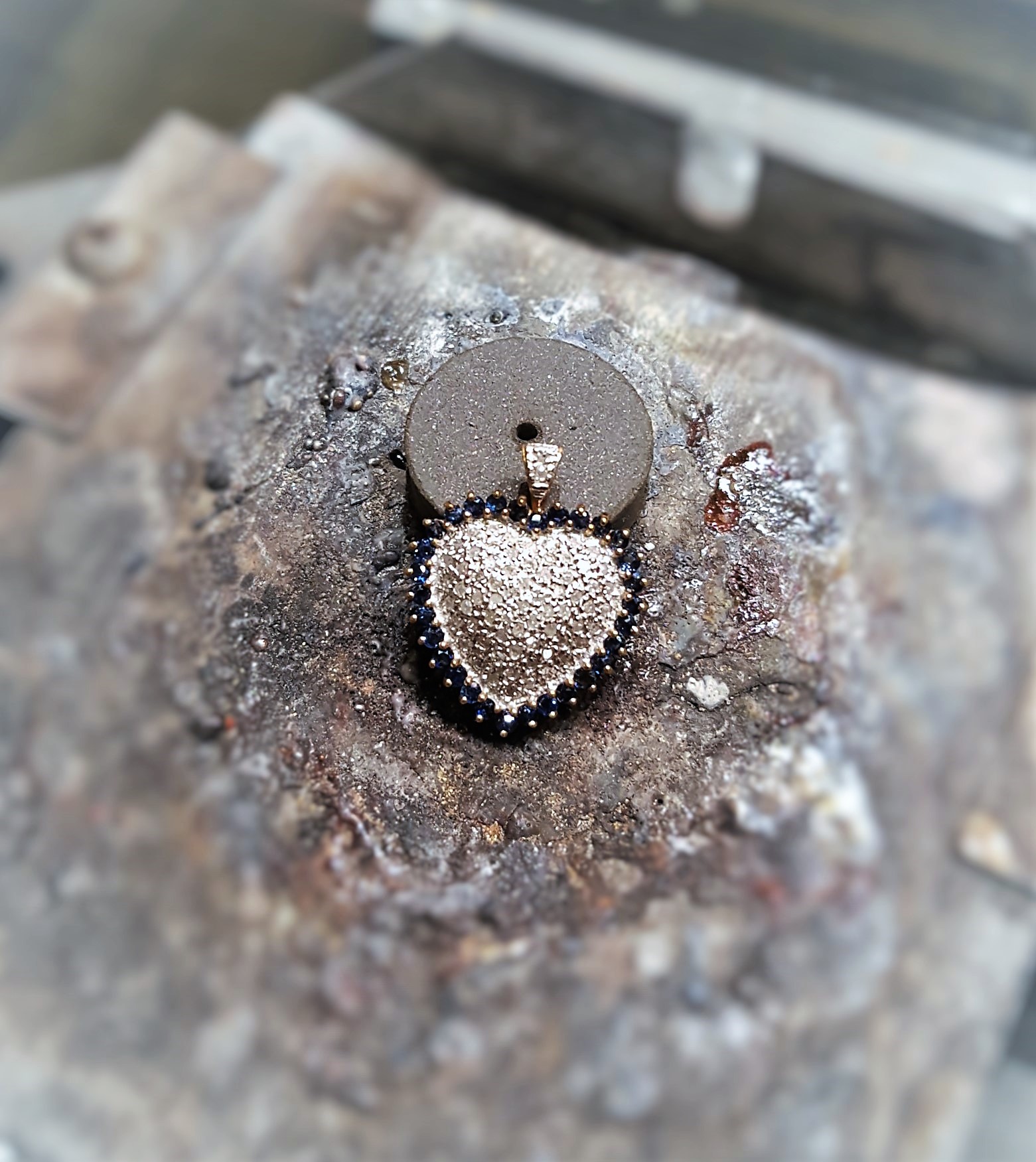 Diamond Pave Heart with Sapphires