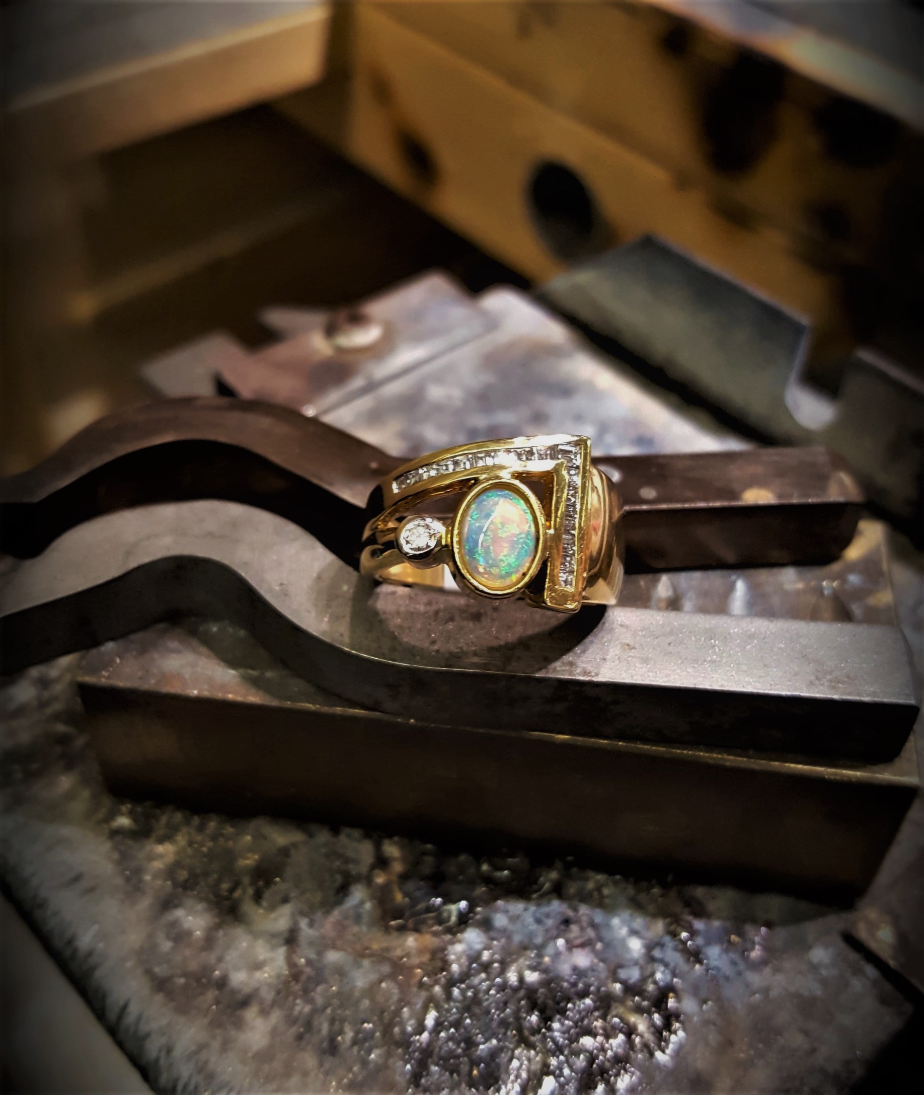 Australian White Opal & Diamond