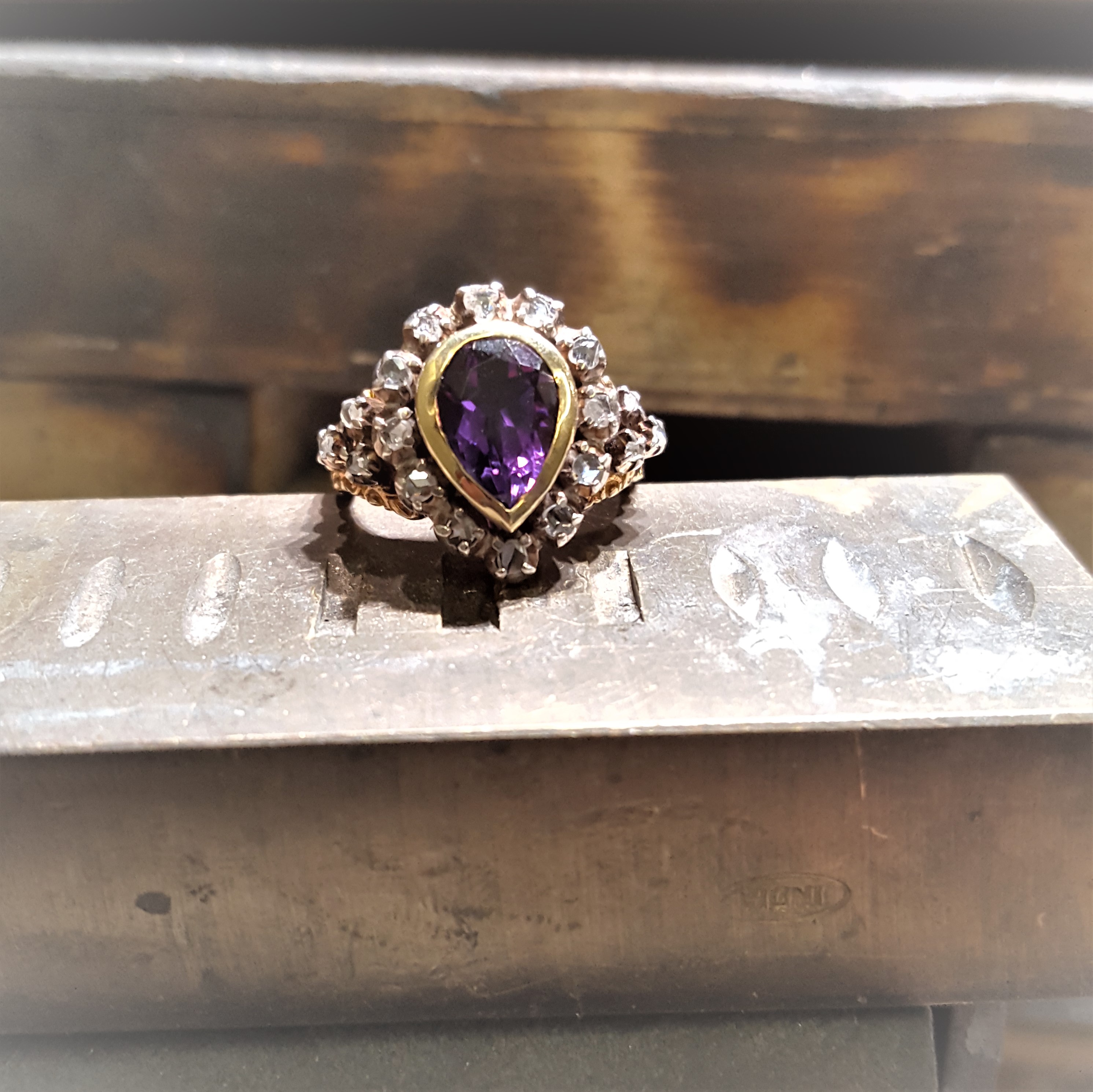 1880s Pear Amethyst & Diamonds