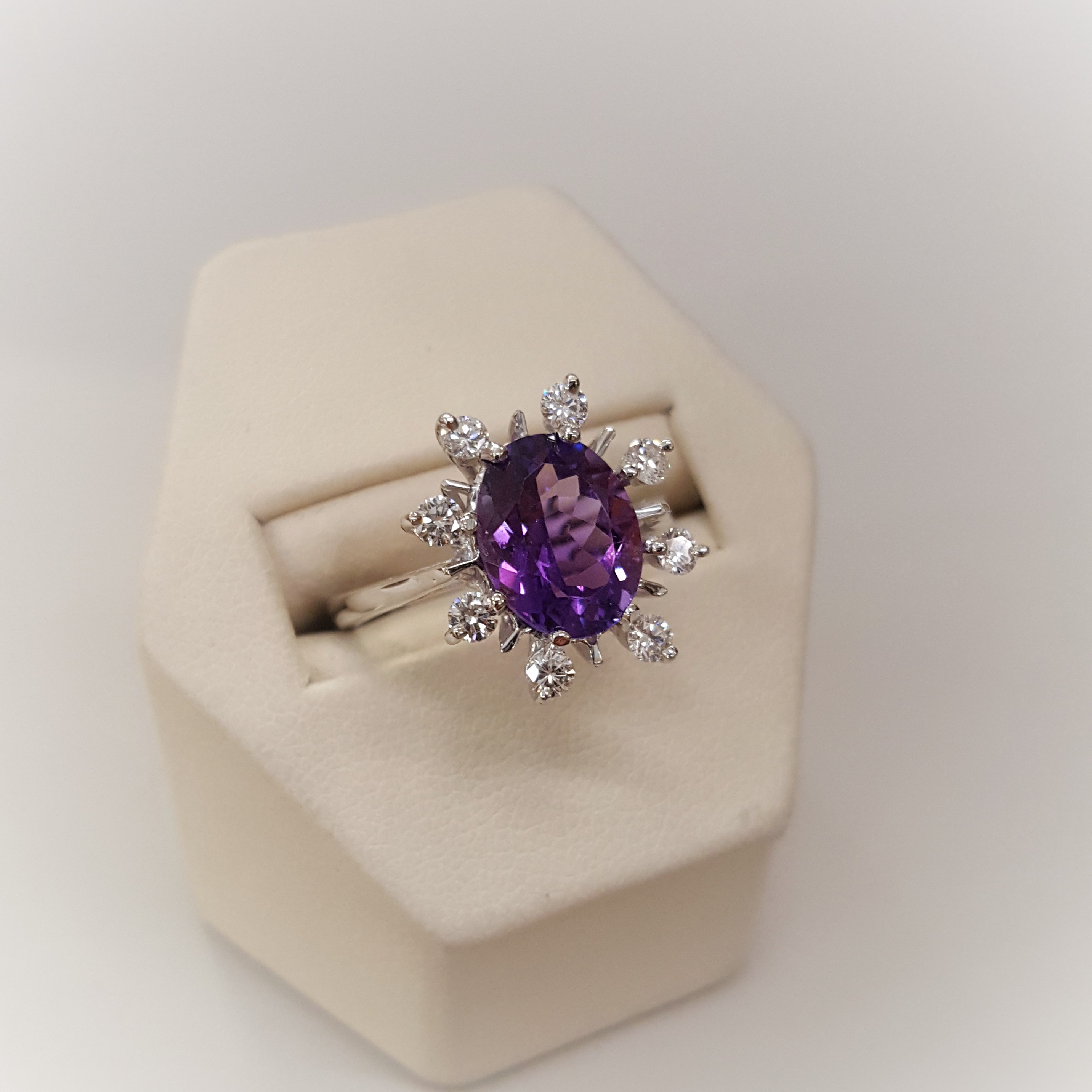 Amethyst with .40ctw Dimaond Halo