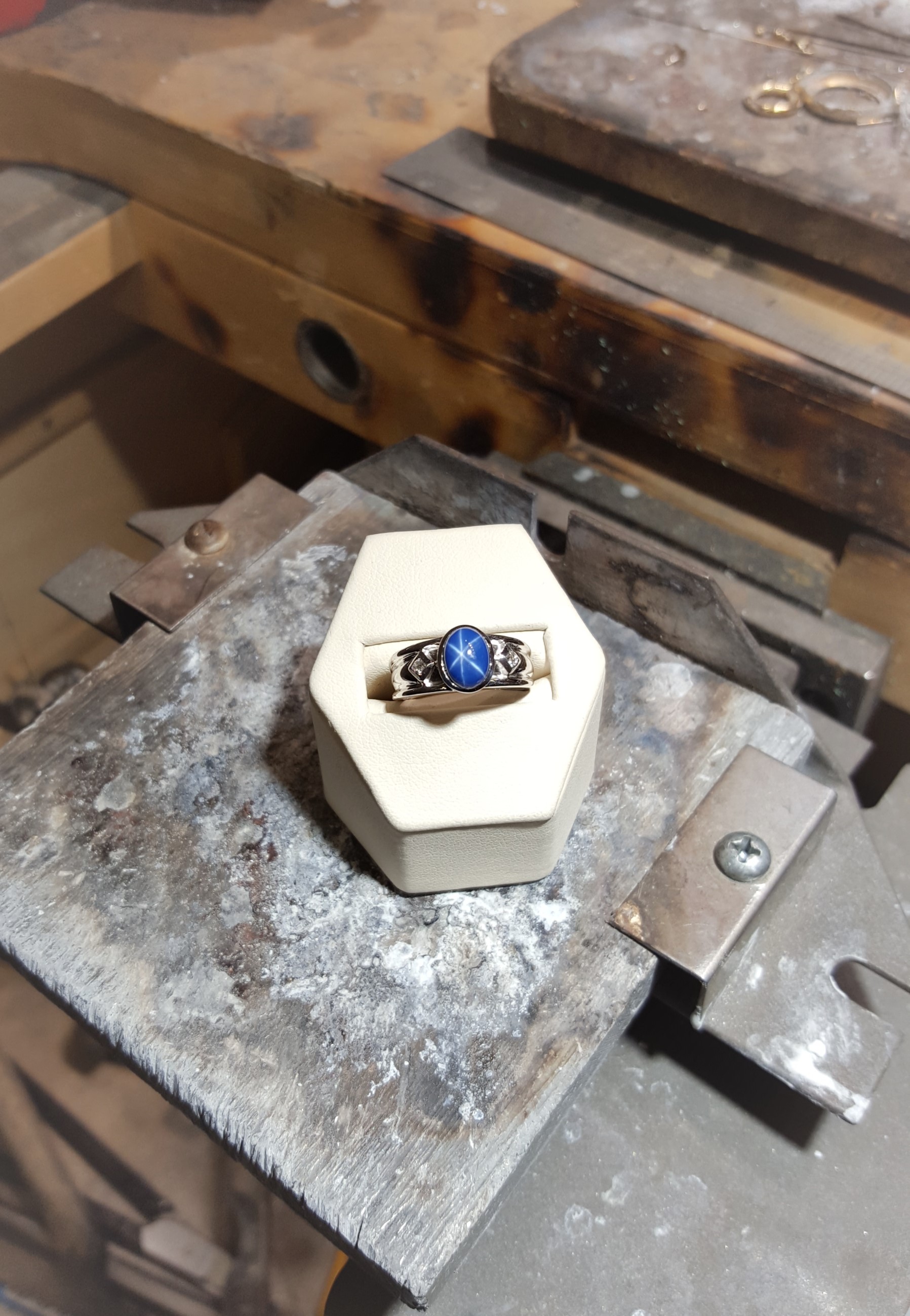 Blue Star Sapphire with Diamonds
