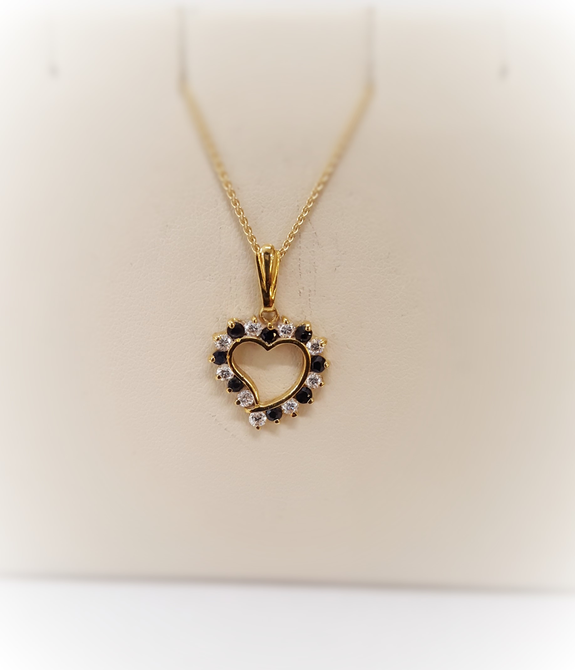 Sapphire & Diamond Heart Pendant