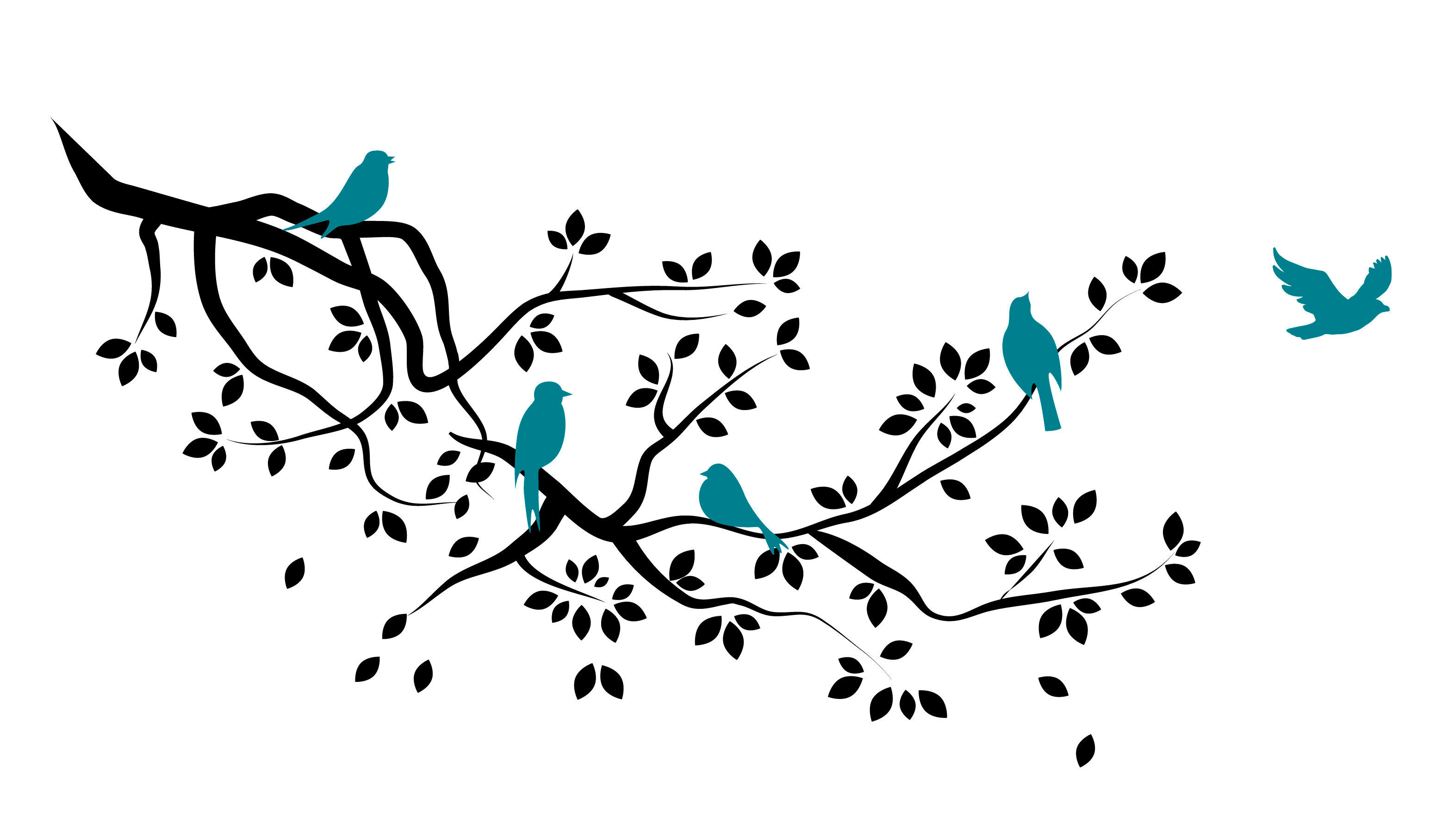 Tree and Birds - BLACK