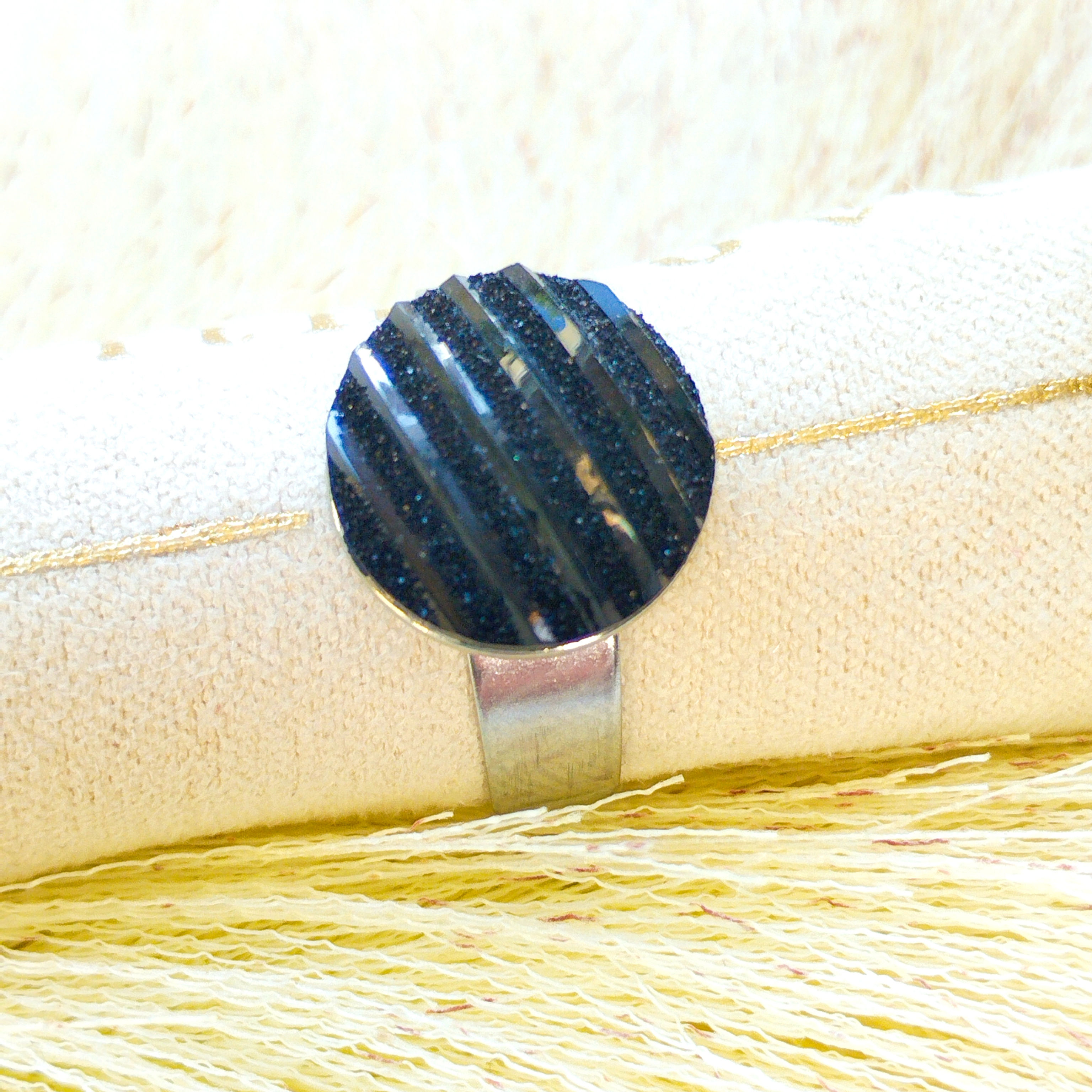 Bague Glam Chic - "Lucy" - Noir de Jais