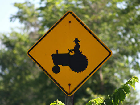 Tractor road sign
