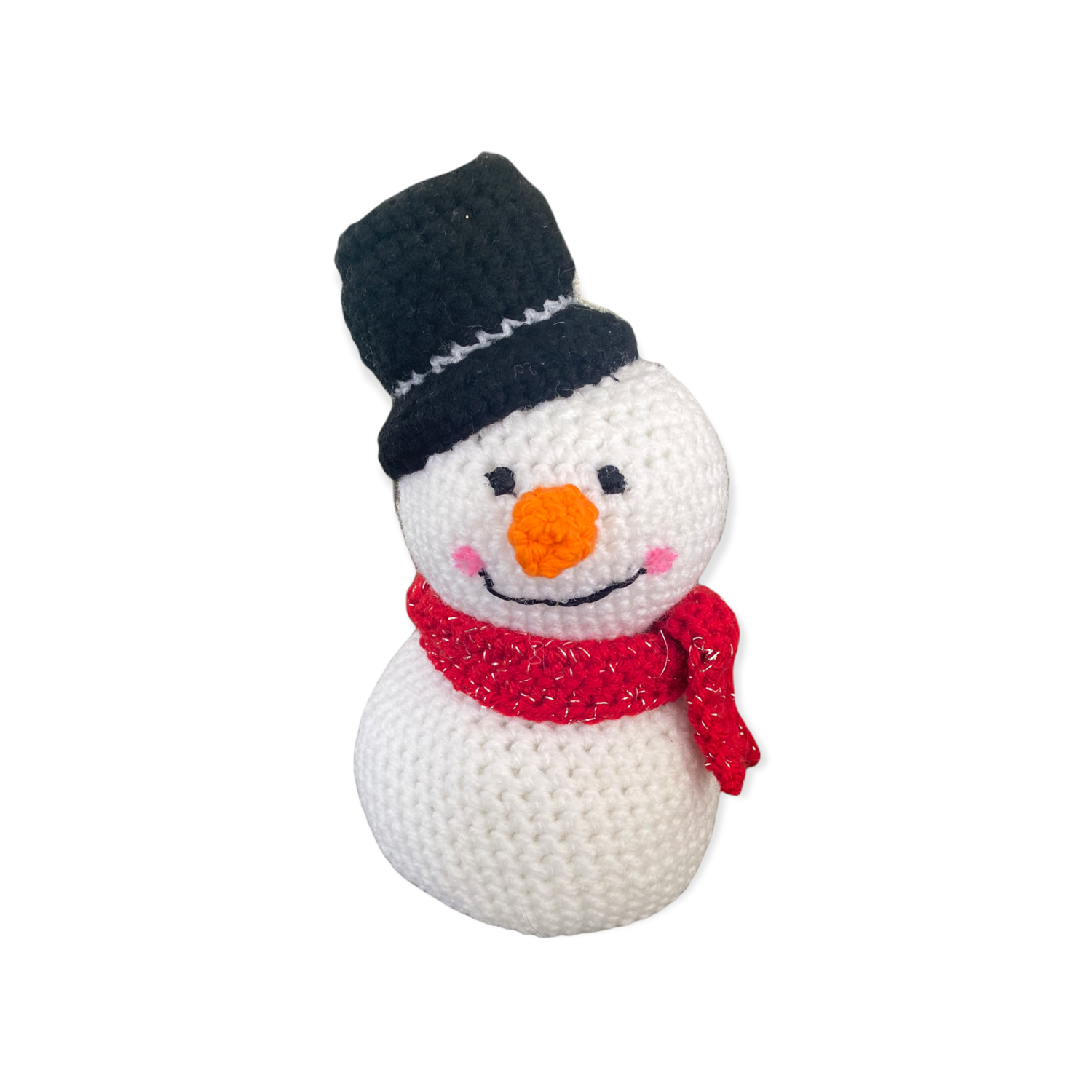 HANDMADE CROCHET SNOWMAN WITH FUNNY HAT 