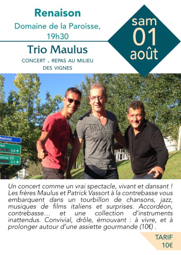 Concert “Trio Maulus” avec repas au milieu des vignes