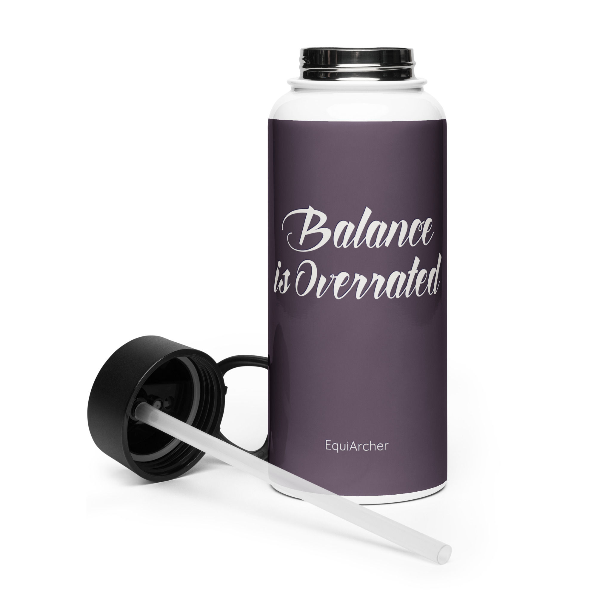 Balance is Overrated - 32oz Water Bottle - Eggplant/Cream