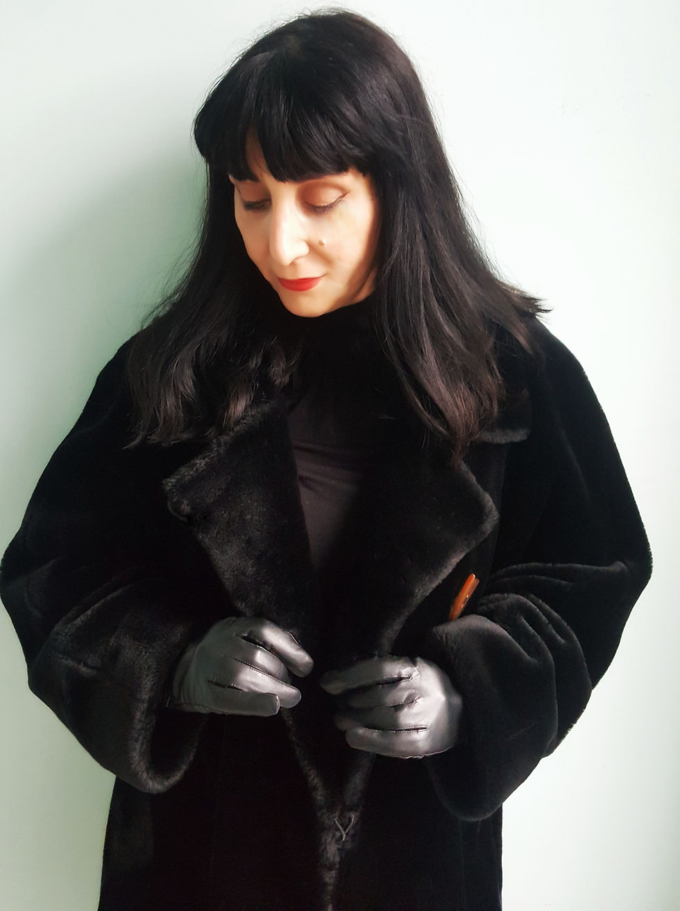 Thumbnail: Vintage Wallis black faux fur swing coat