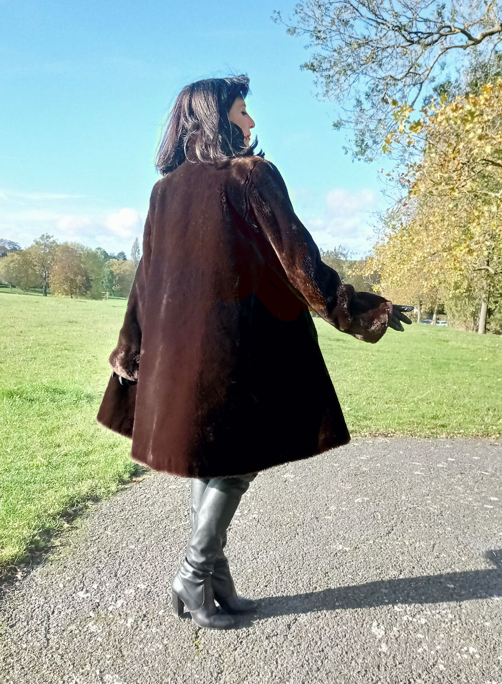 Thumbnail: Vintage 1980s 1990s Lucien Daville Paris Harrods faux fur coat rich dark brown