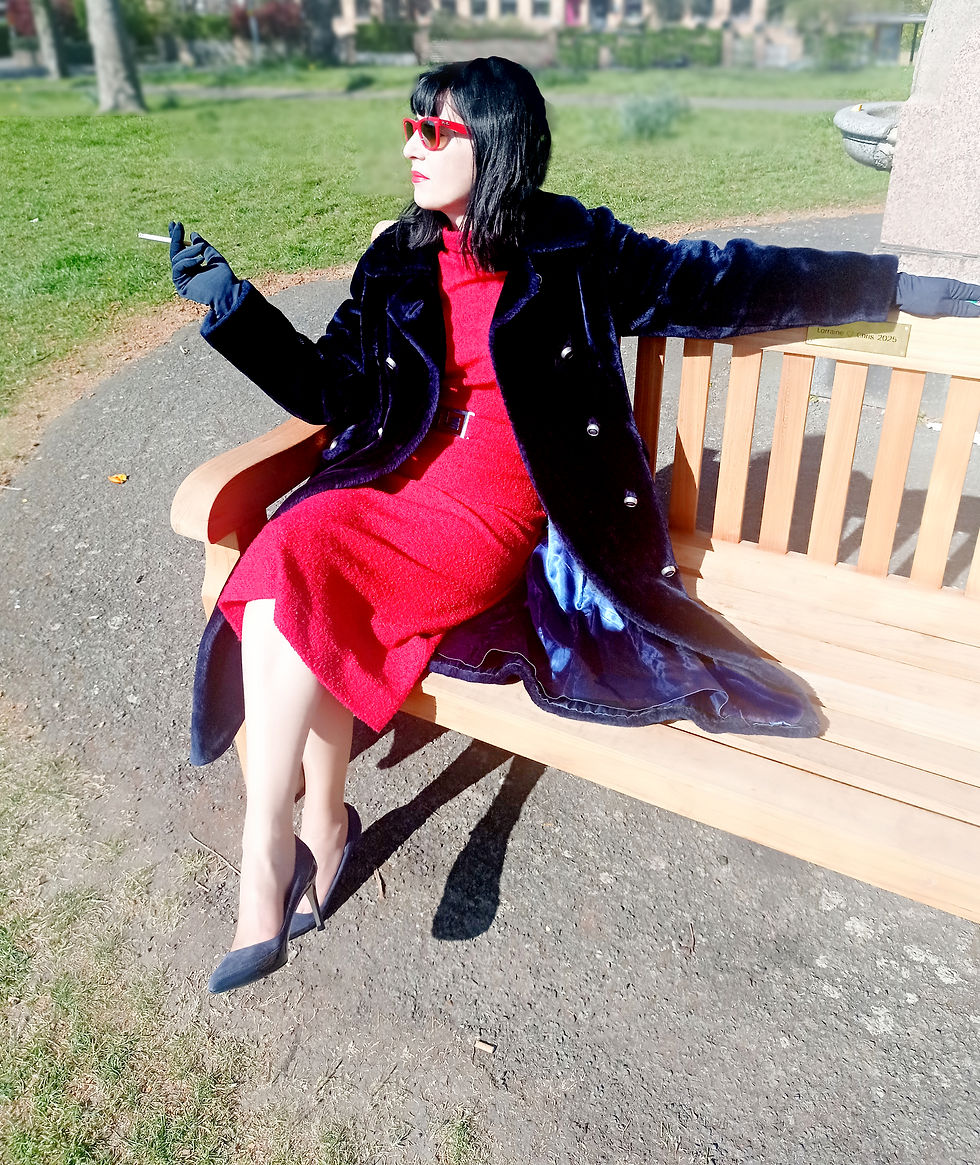 Thumbnail: Vintage early 1970s dark blue Borgazia faux fur coat L.L. Berger dept store USA