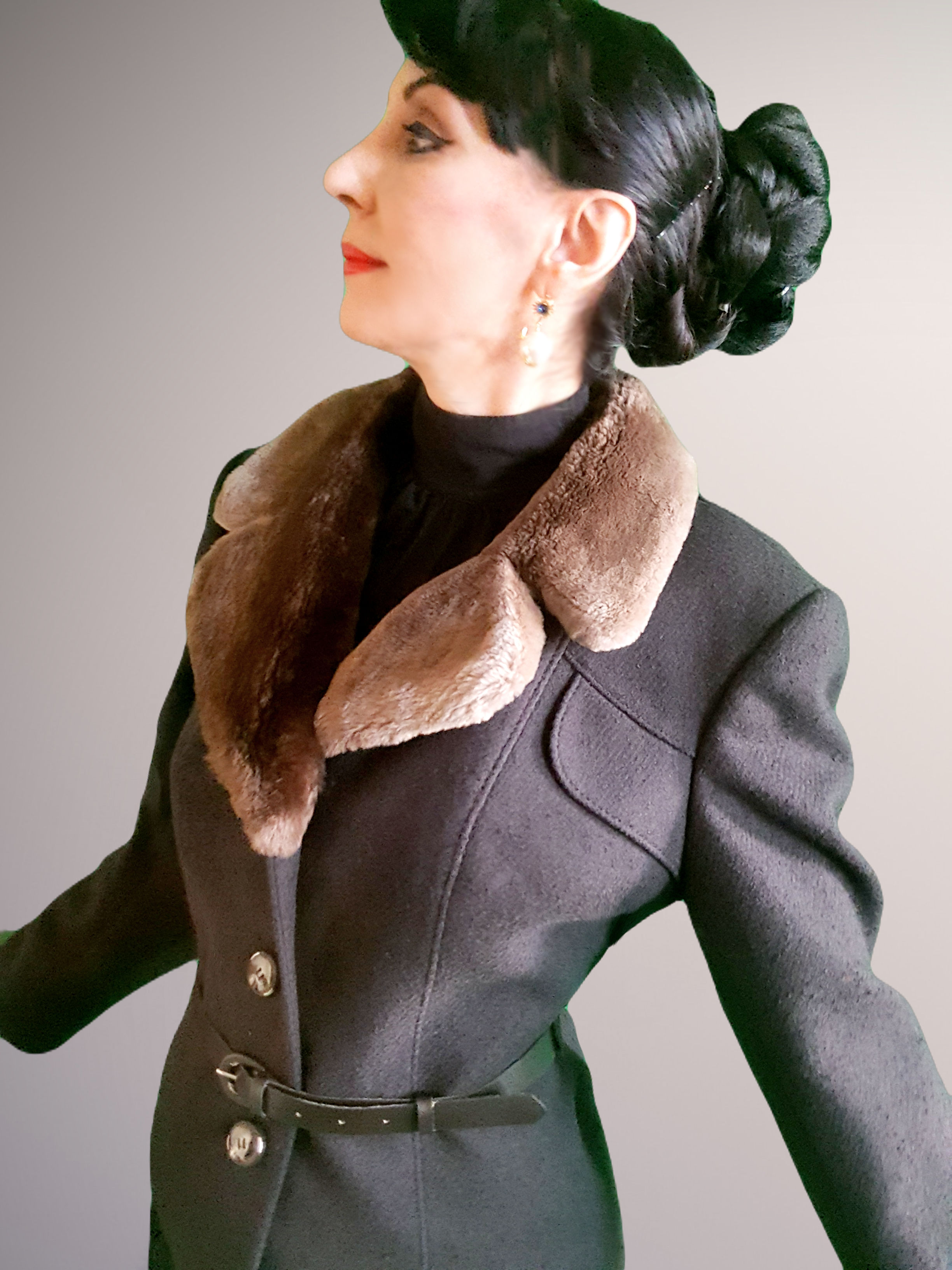 RESERVED do not buy vintage Wilken 1960s tailored wool & phantom beaver jacket