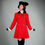 Thumbnail: Vintage 1980s 1990s Red Cashmere wool fitted knee length coat fit flare military