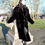 Thumbnail: Vintage Goth 1980s 1990s luxury faux fur Apparence long straight black coat