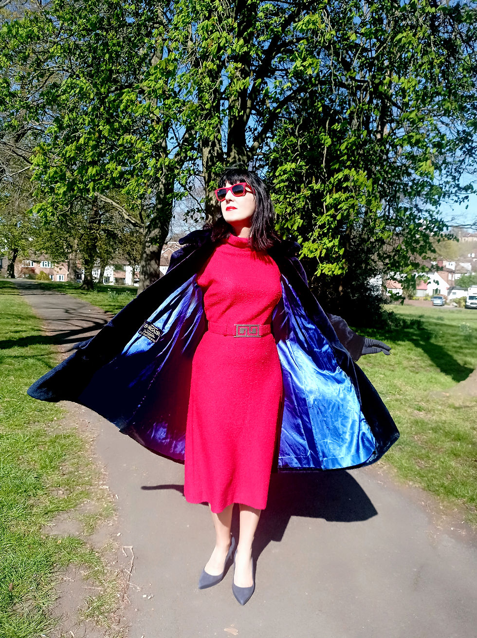 Thumbnail: Vintage early 1970s dark blue Borgazia faux fur coat L.L. Berger dept store USA