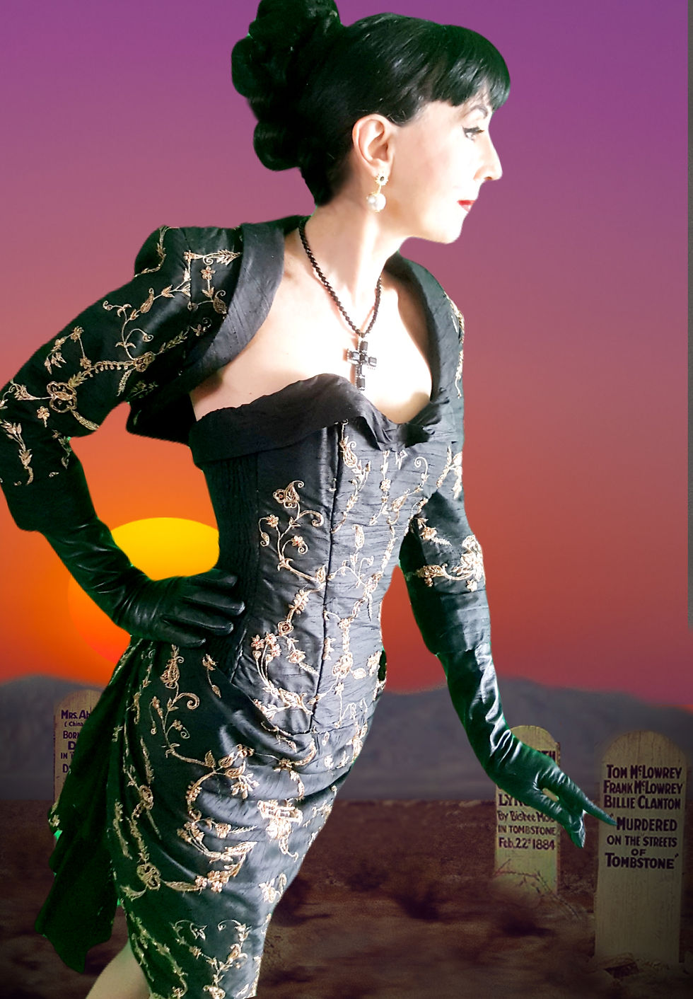 Thumbnail: Deadlier Than the Male corset SARAH WHITWORTH bustle dress bolero