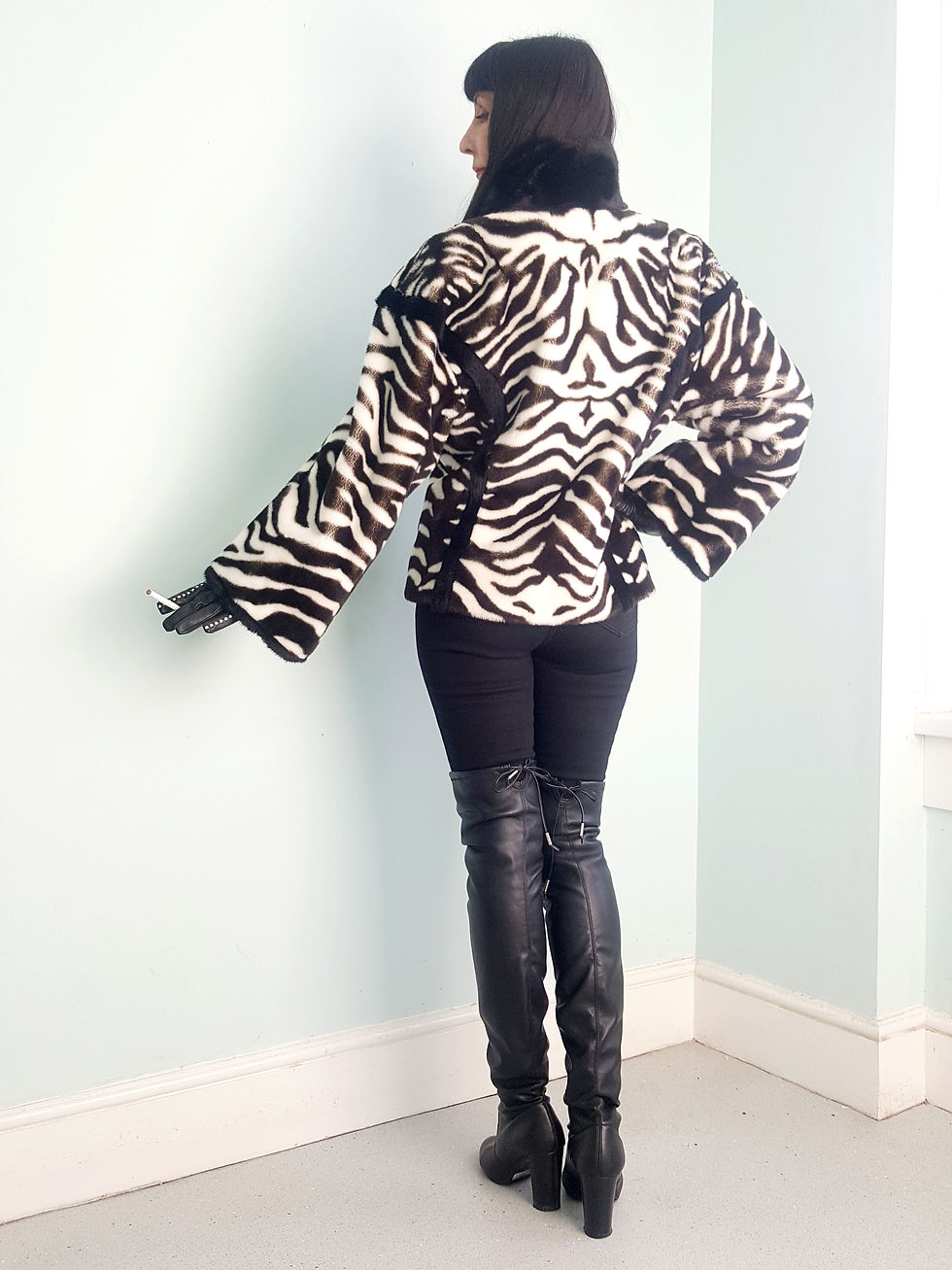 Thumbnail: Amazing zebra print high quality faux fur by Tissavel immaculate 1970s