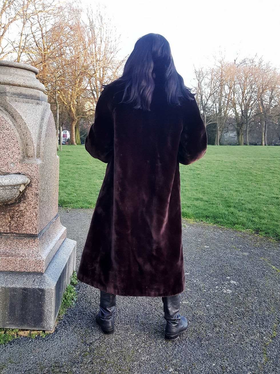 Thumbnail: Vintage dark brown faux fur coat