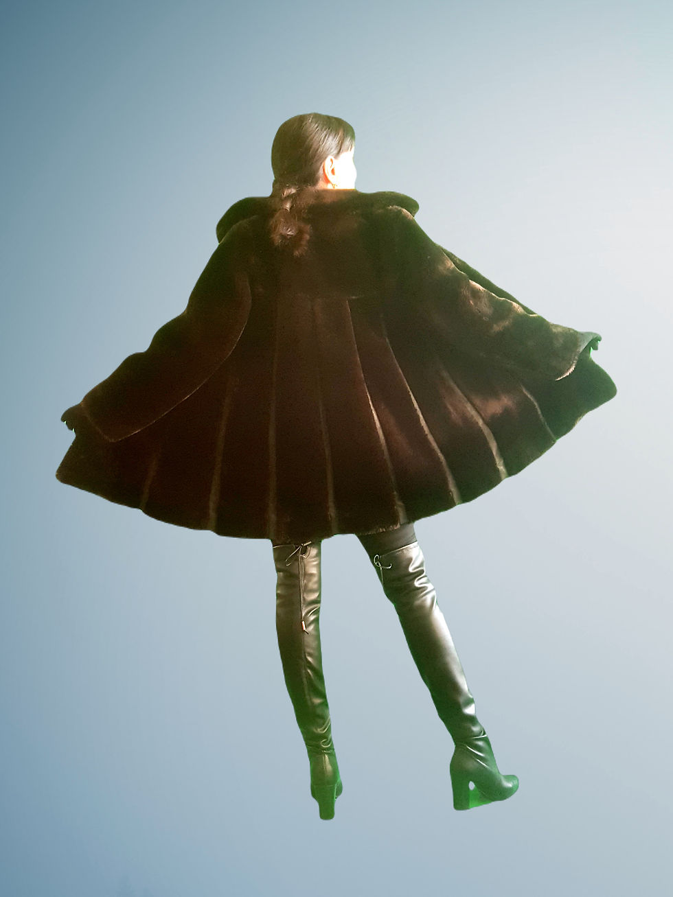 Thumbnail: Vintage 1970's Dannimac Sport RARE model chocolate faux fur swing coat jacket