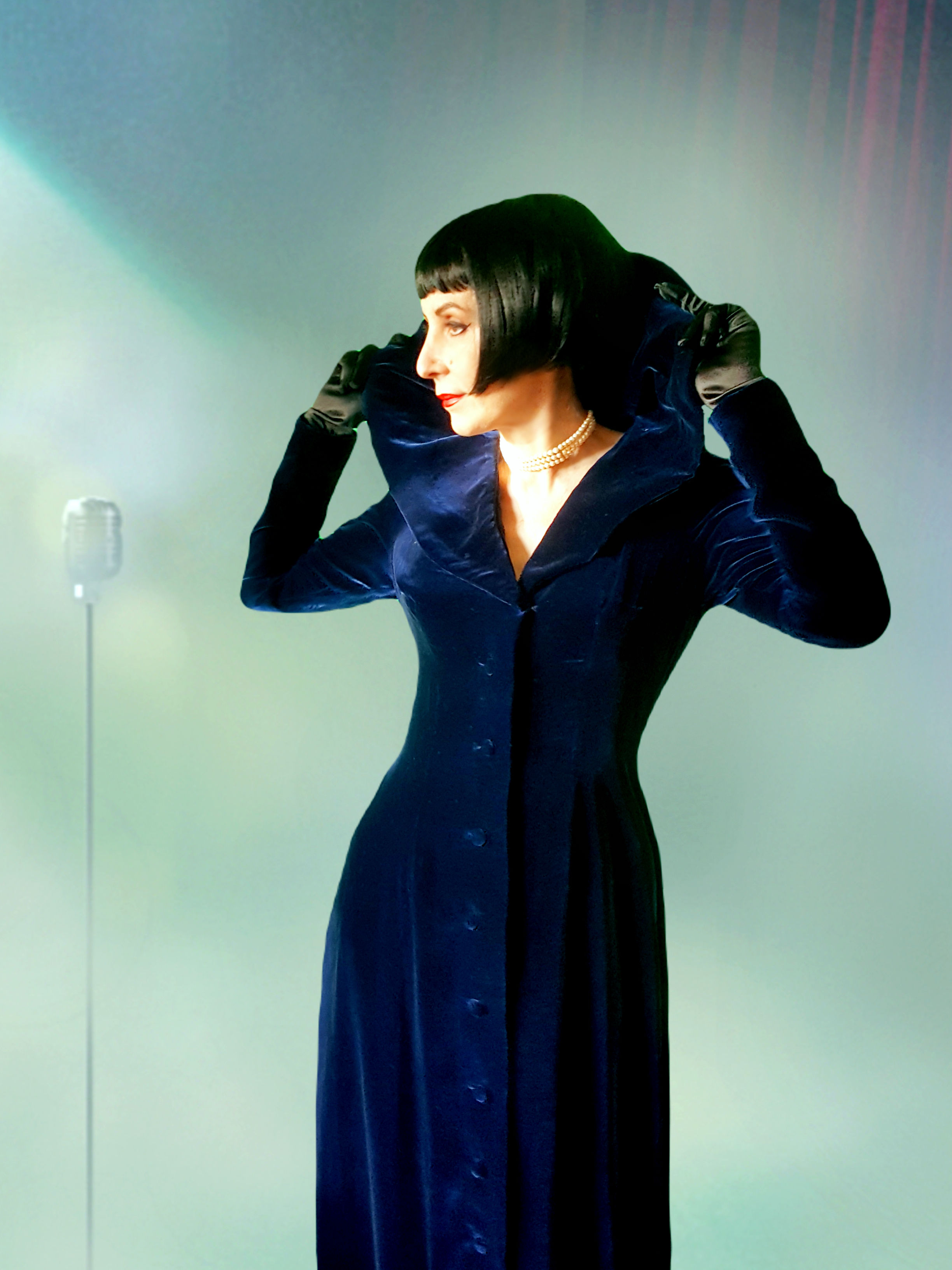 She Wore Blue..Velvet.. Midnight blue 1930s velvet gown/opera coat boudoir dress