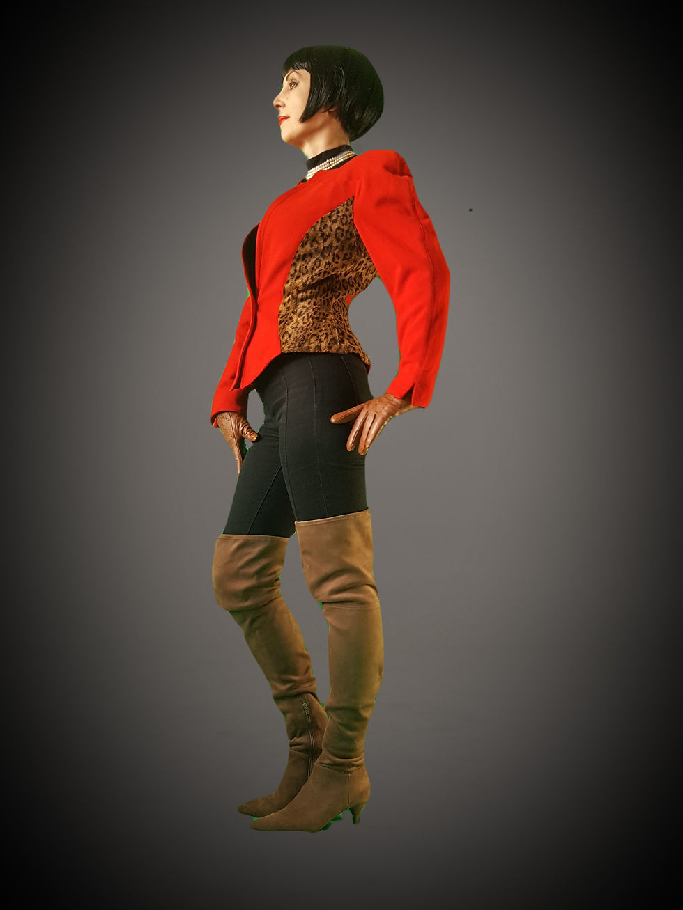 Thumbnail: The Iconic Mondi fitted 'sculpture' jacket in RED with leopard print side panels