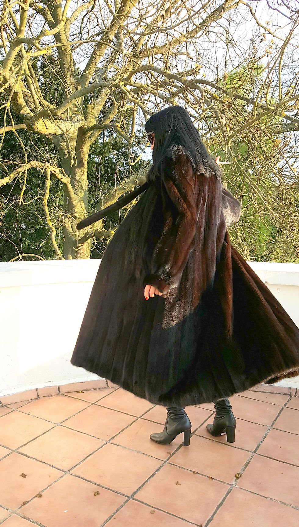 Thumbnail: 70's does 40's Vintage Black Female Mink Coat