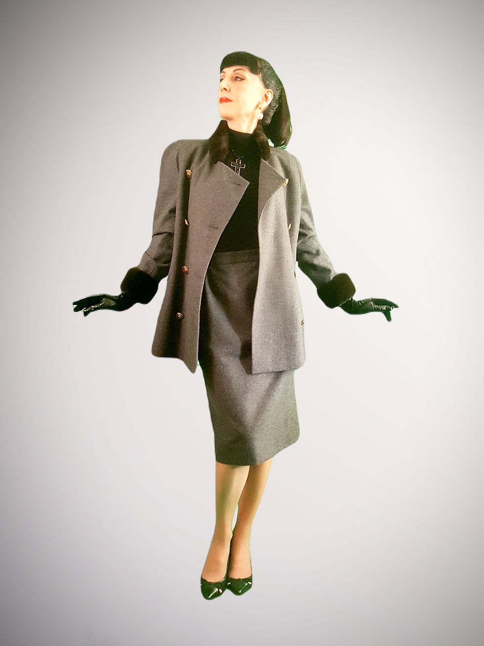 Thumbnail: Vintage Swiss AKRIS Haute Couture Gill & Jacques London cashgora cashmere suit