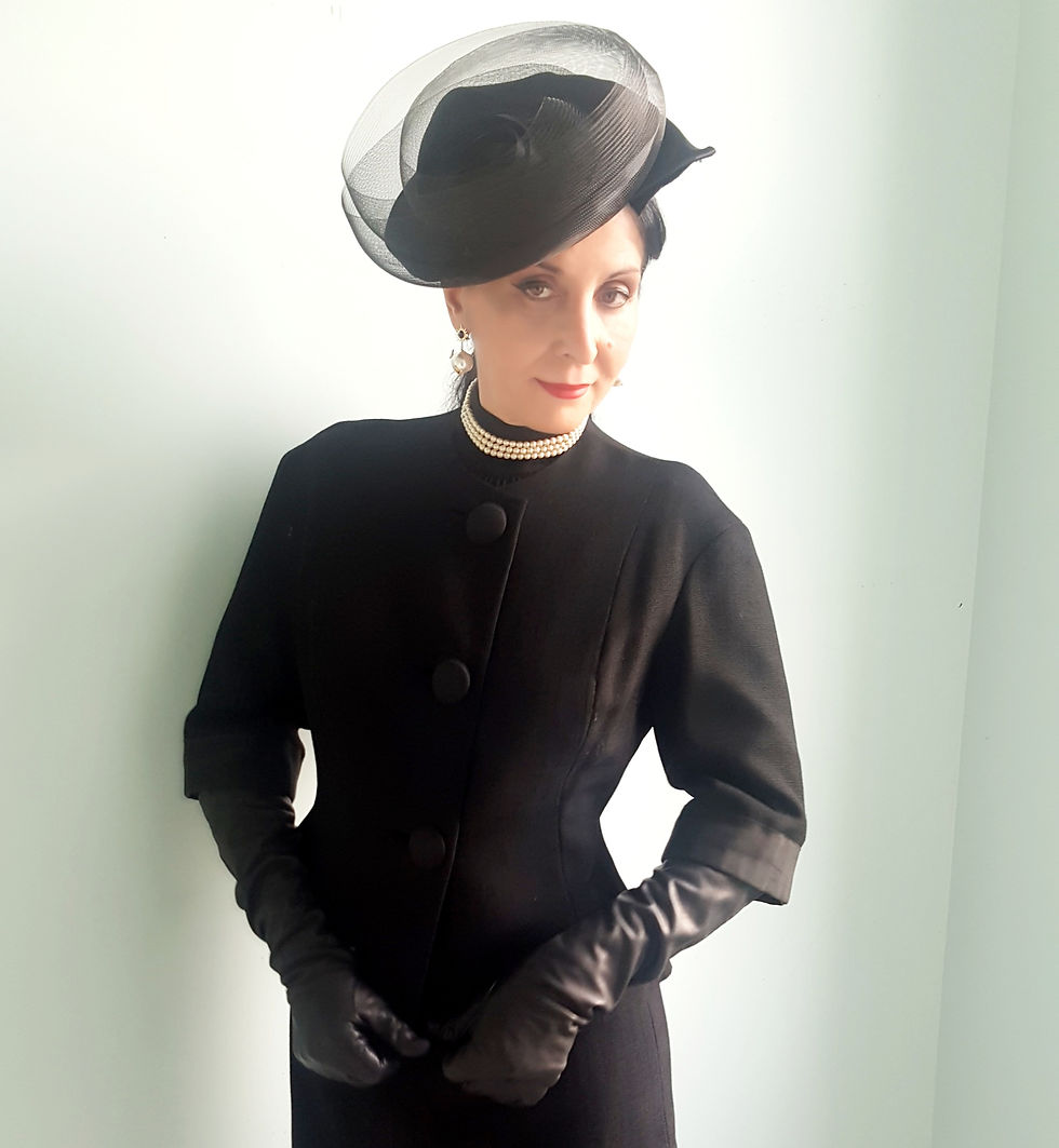 Thumbnail: The Iconic crin rose satin bow & velvet base Philip Sommerville cocktail hat