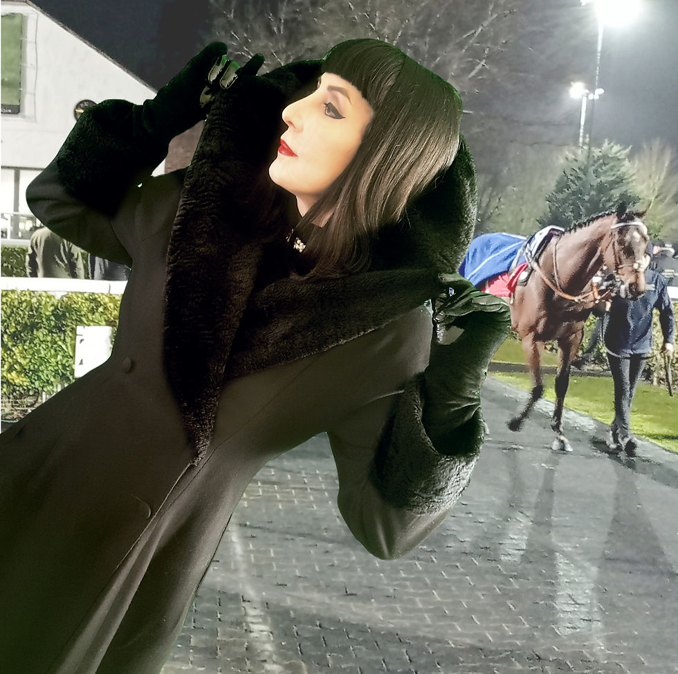 Thumbnail: Vintage 1980s does 1950 cossack Edwardian equestrian shawl faux fur collar black