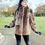 Thumbnail: 1970s does 1940s 1930s vintage leopard faux fur jacket swing short tie scarf