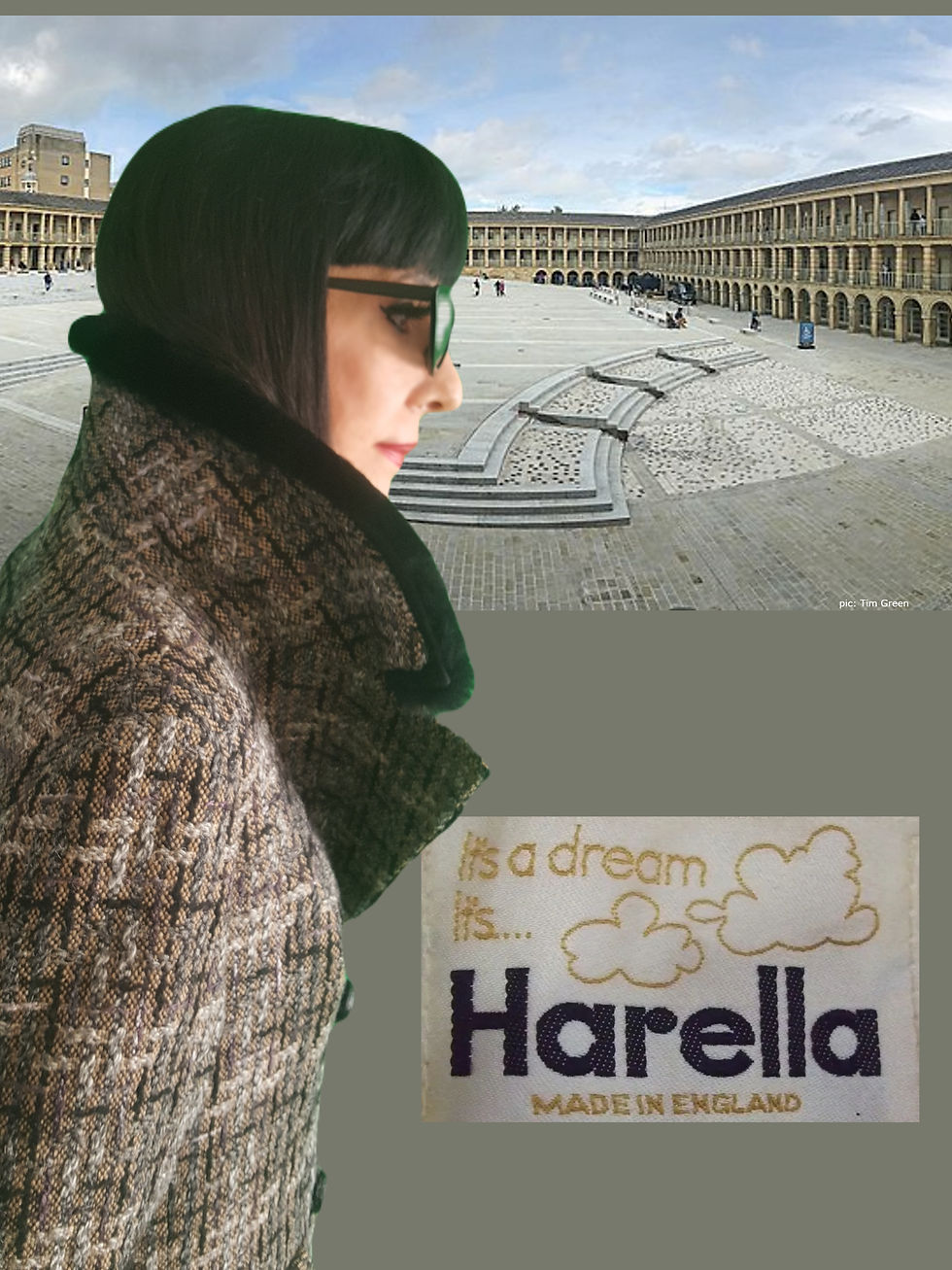 Thumbnail: Vintage Harella 1960s atomic weave coat wool & viscose black real sheepskin fur