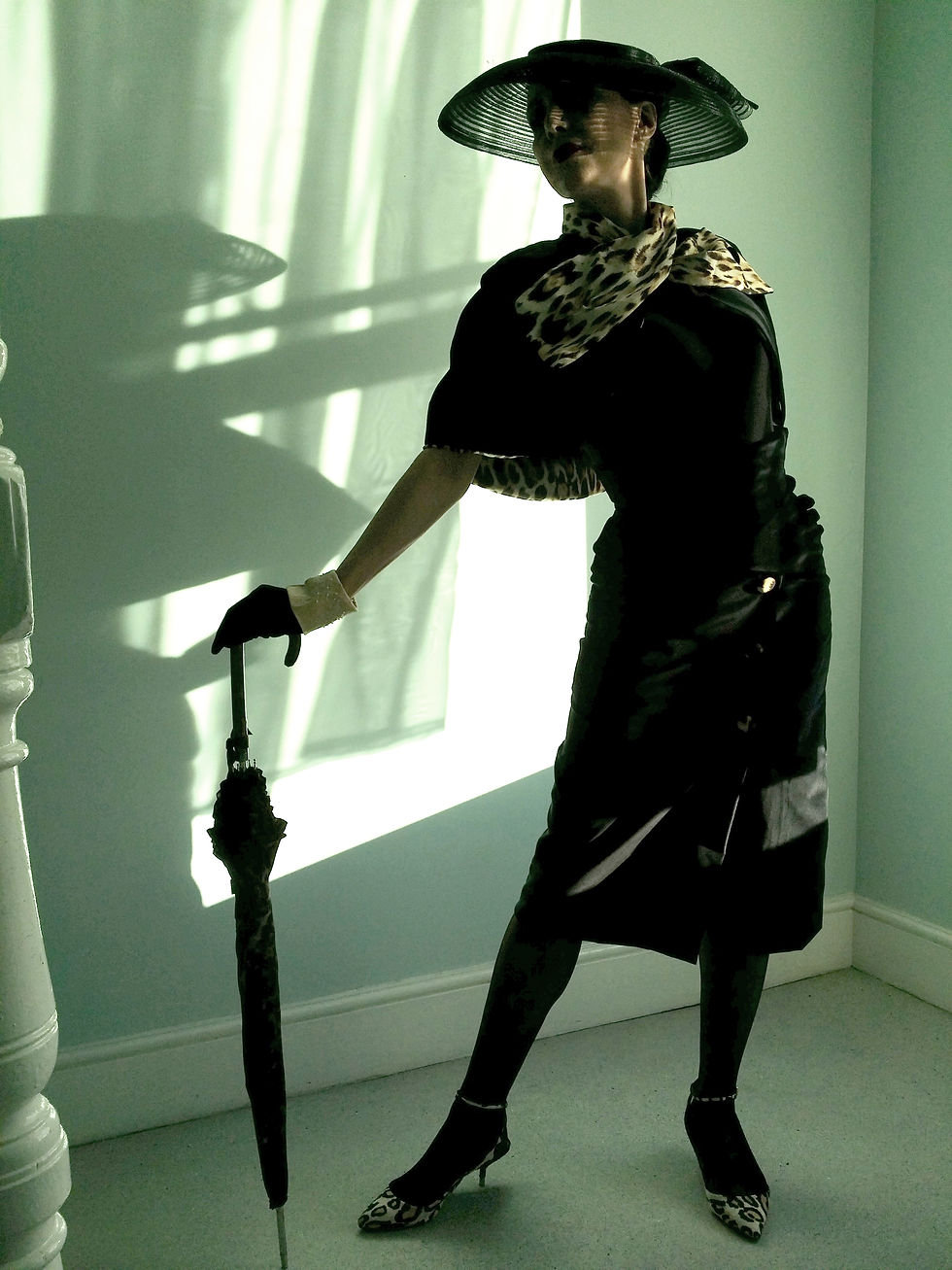 Thumbnail: The 'Ava' Black Velvet and Leopard print Cape