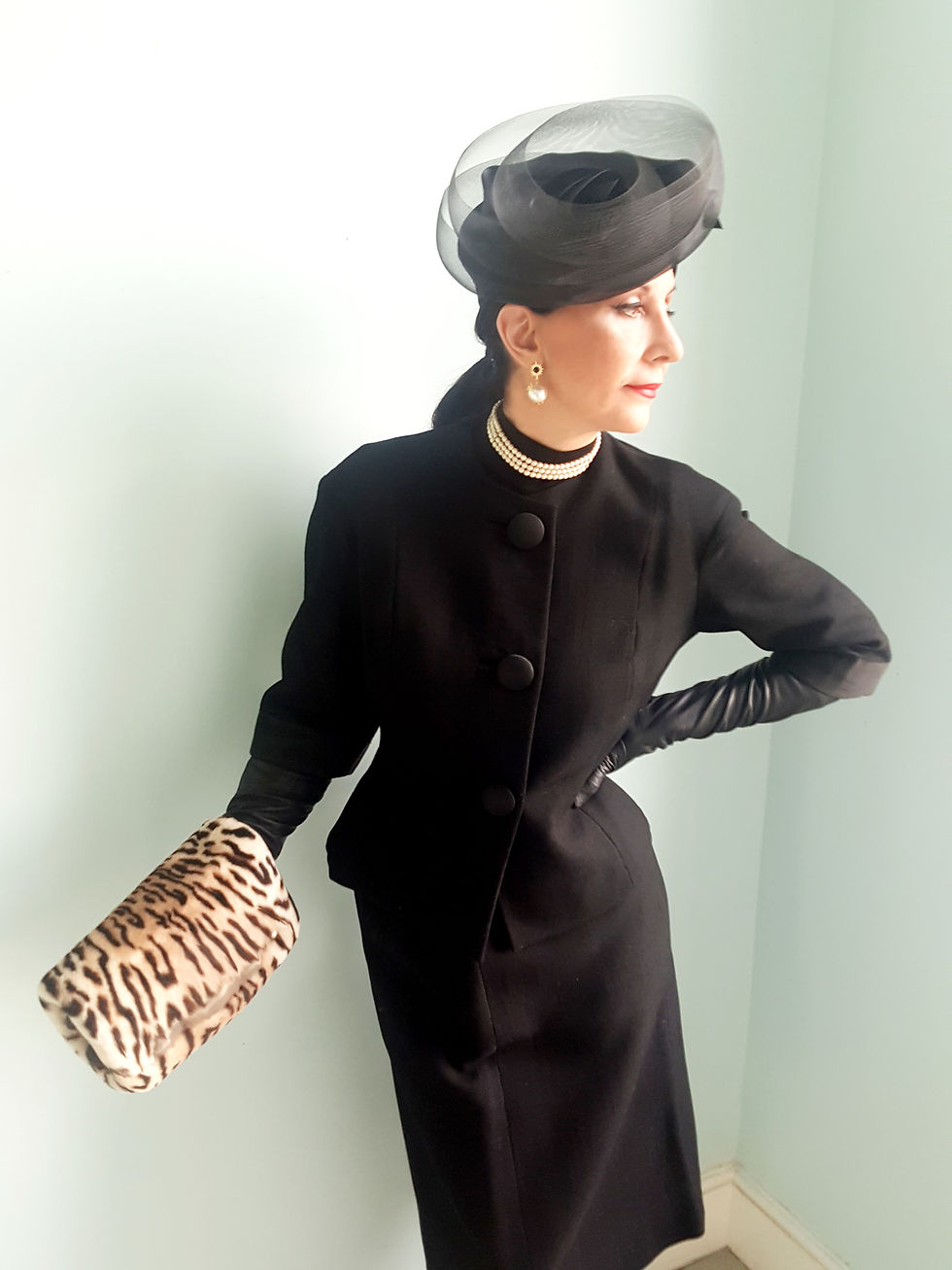 Thumbnail: Original mouton stencilled leopard 1950s fur muff