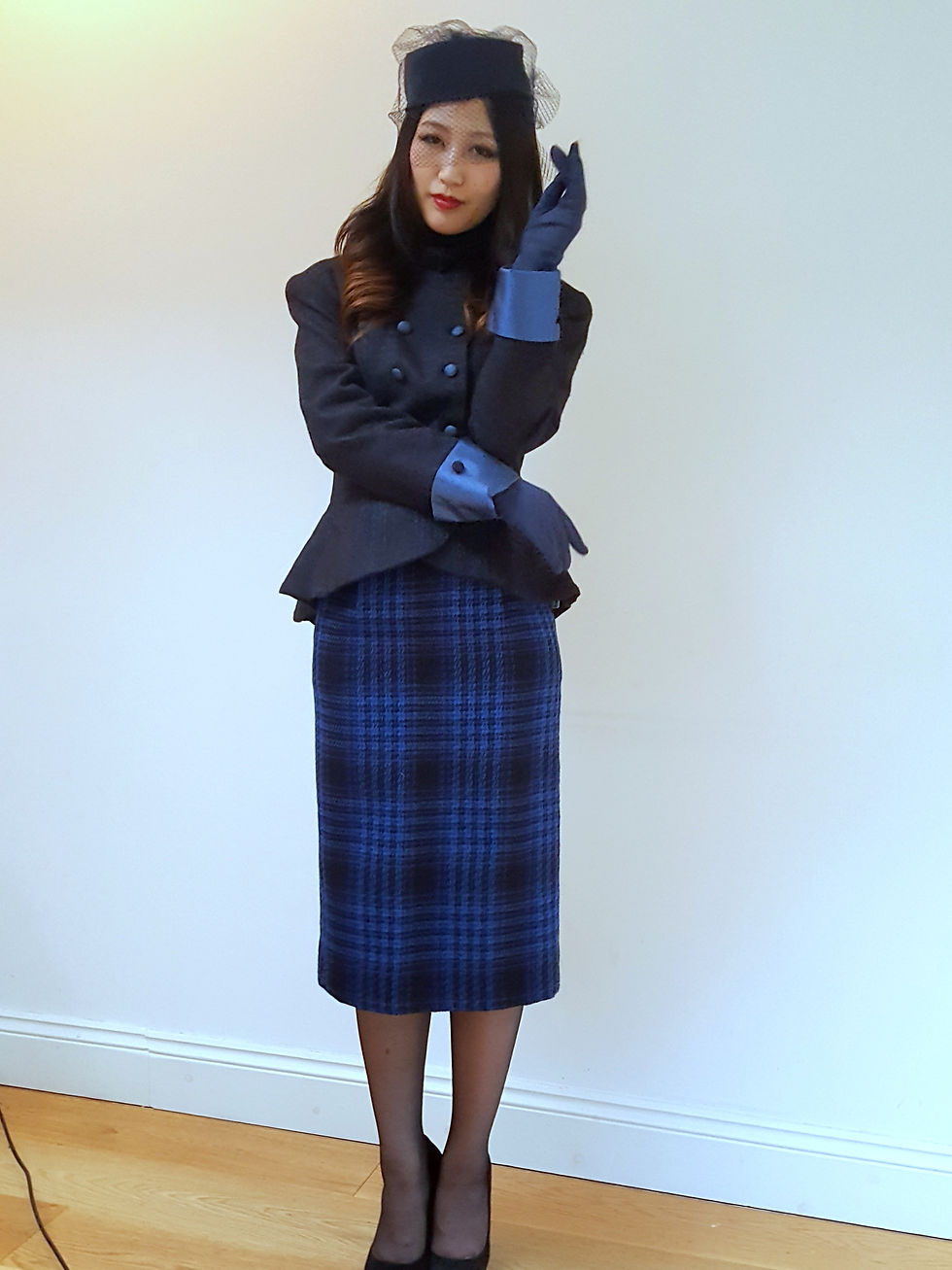 Thumbnail: Vintage late 1970s Windsmoor plaid pencil skirt