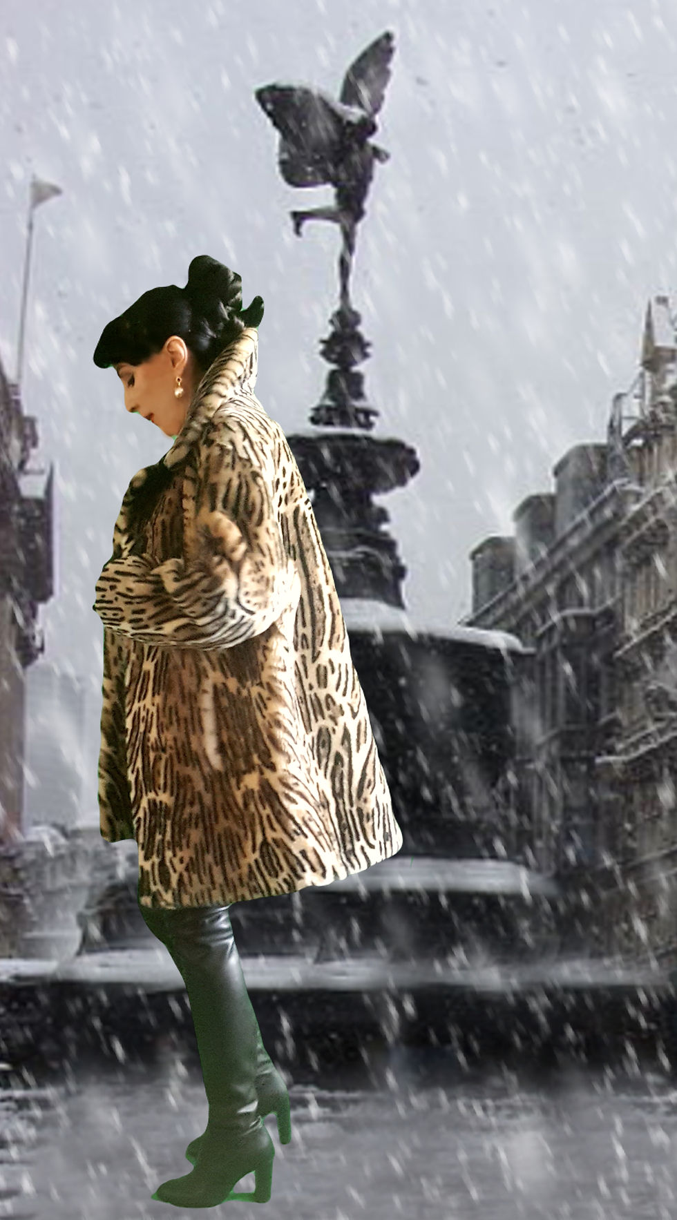 Thumbnail: Vintage 1960s Mrs Robinson sheepskin fur leopard stencil coat like new