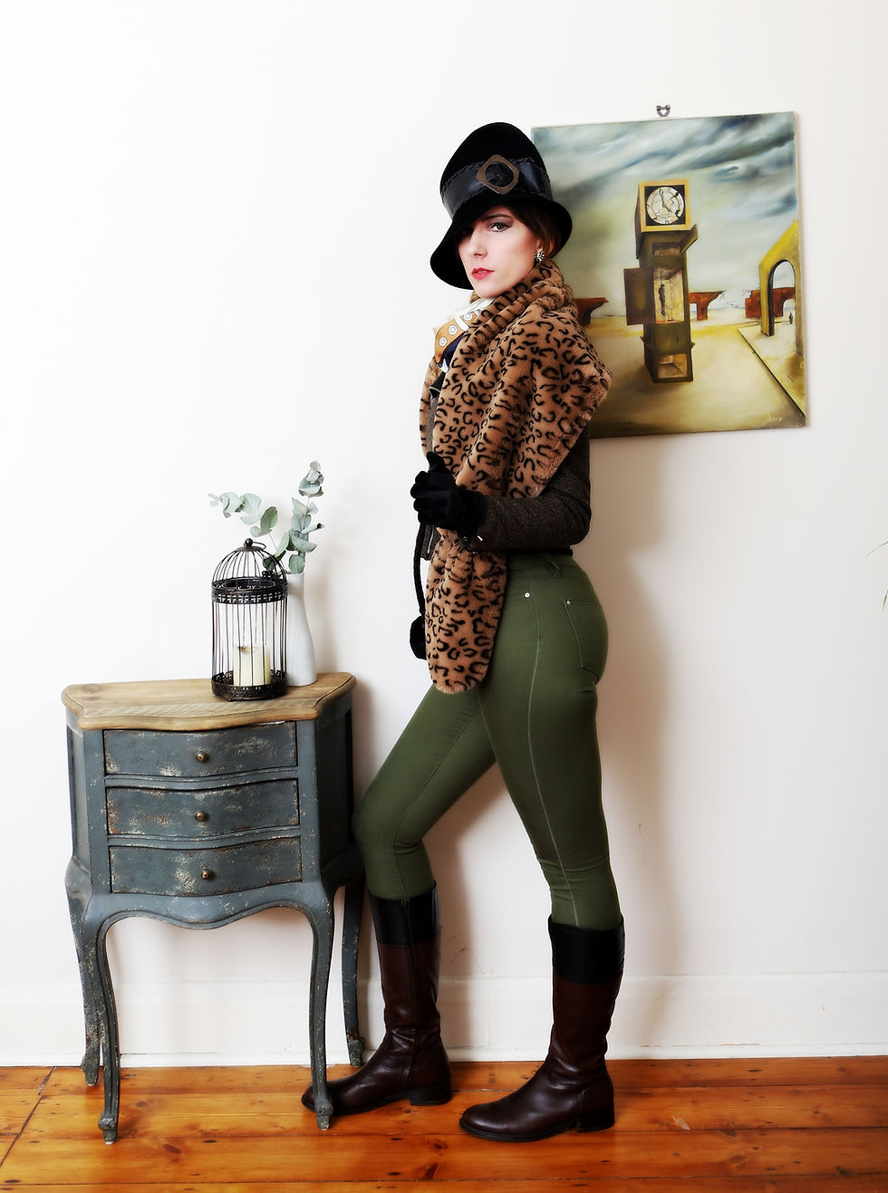 Thumbnail: Leopard print faux fur wrap/stole