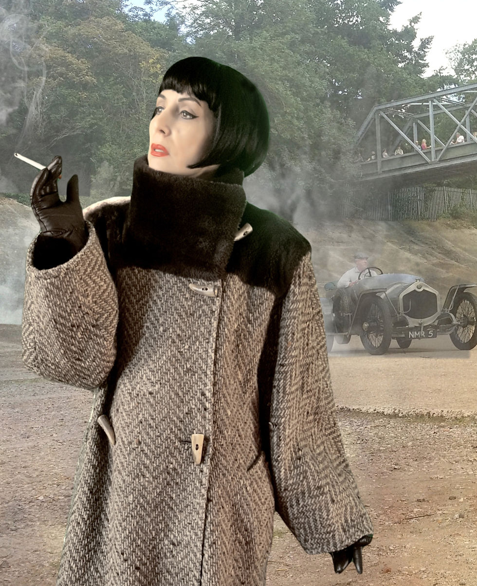 Max Mara vintage luxury wool tweed sheepskin funnel neck slouch coat